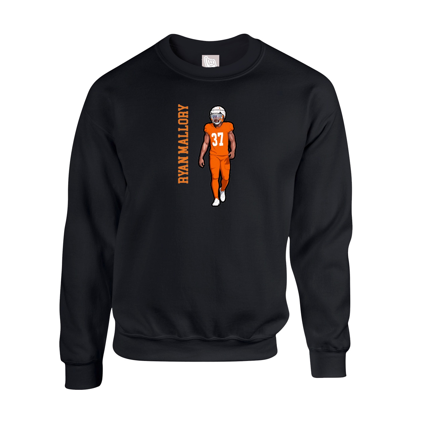 Fleece Crew — Name Vertical in Black