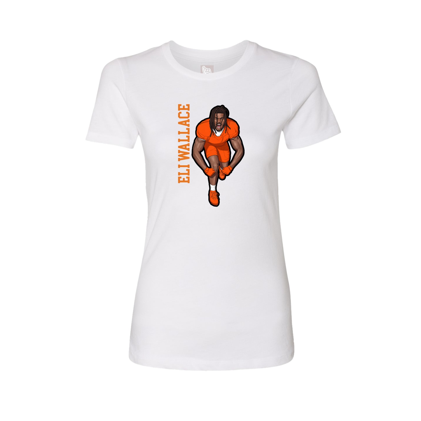 Fitted Women's Tee — Name Vertical in White