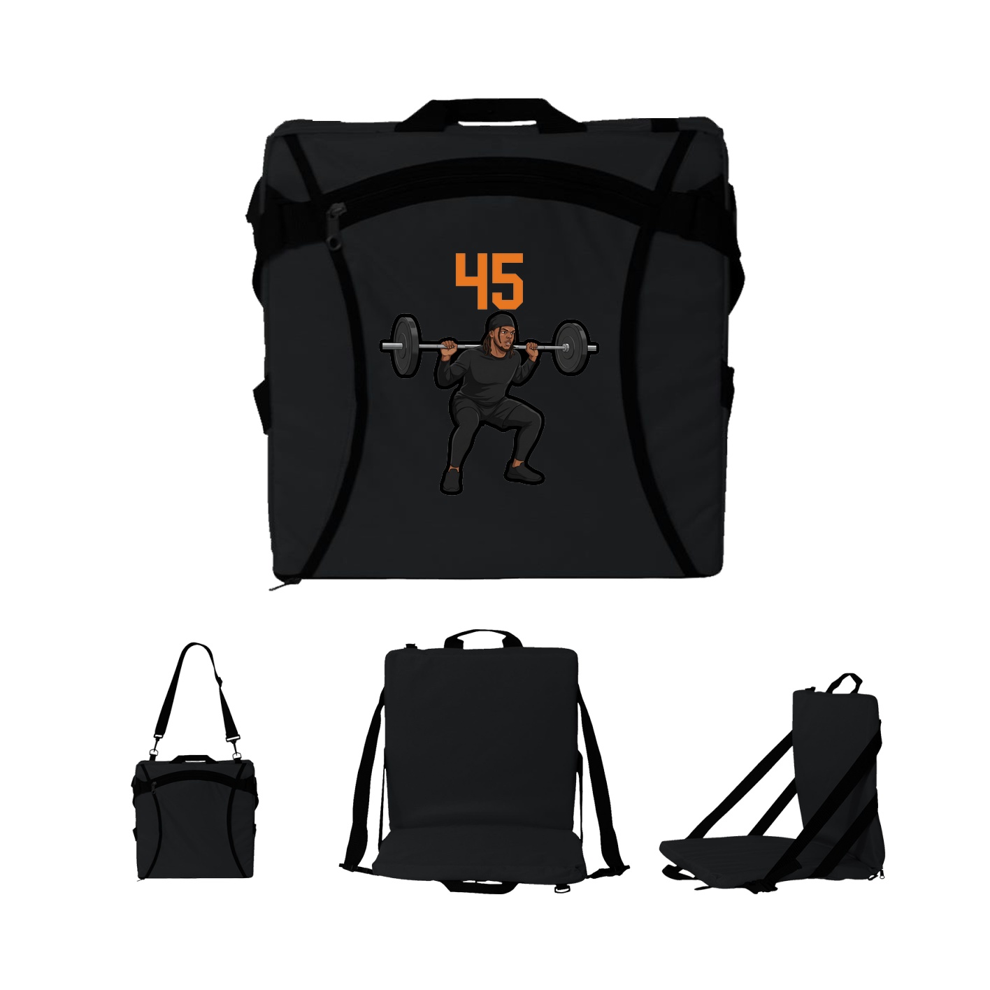 Folding Stadium Seat — Number Top in Black