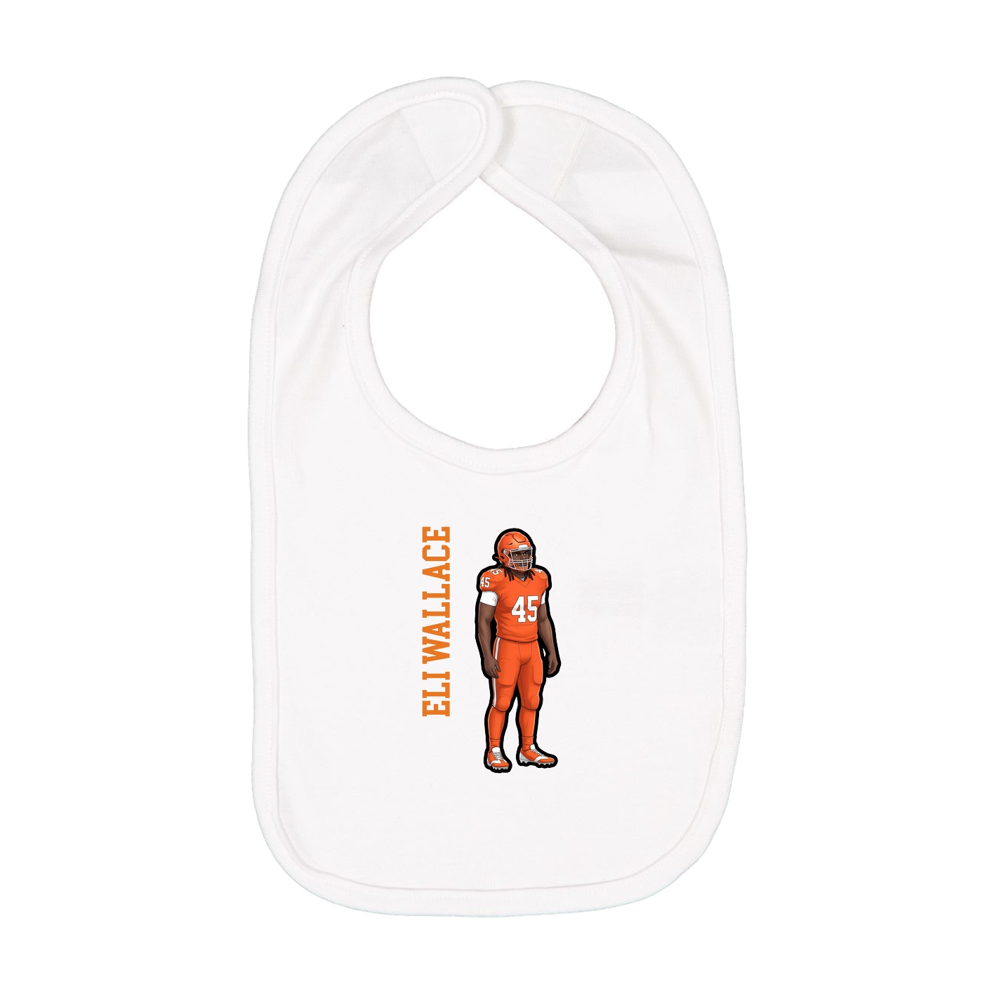 Infant Bib — Name Vertical in White