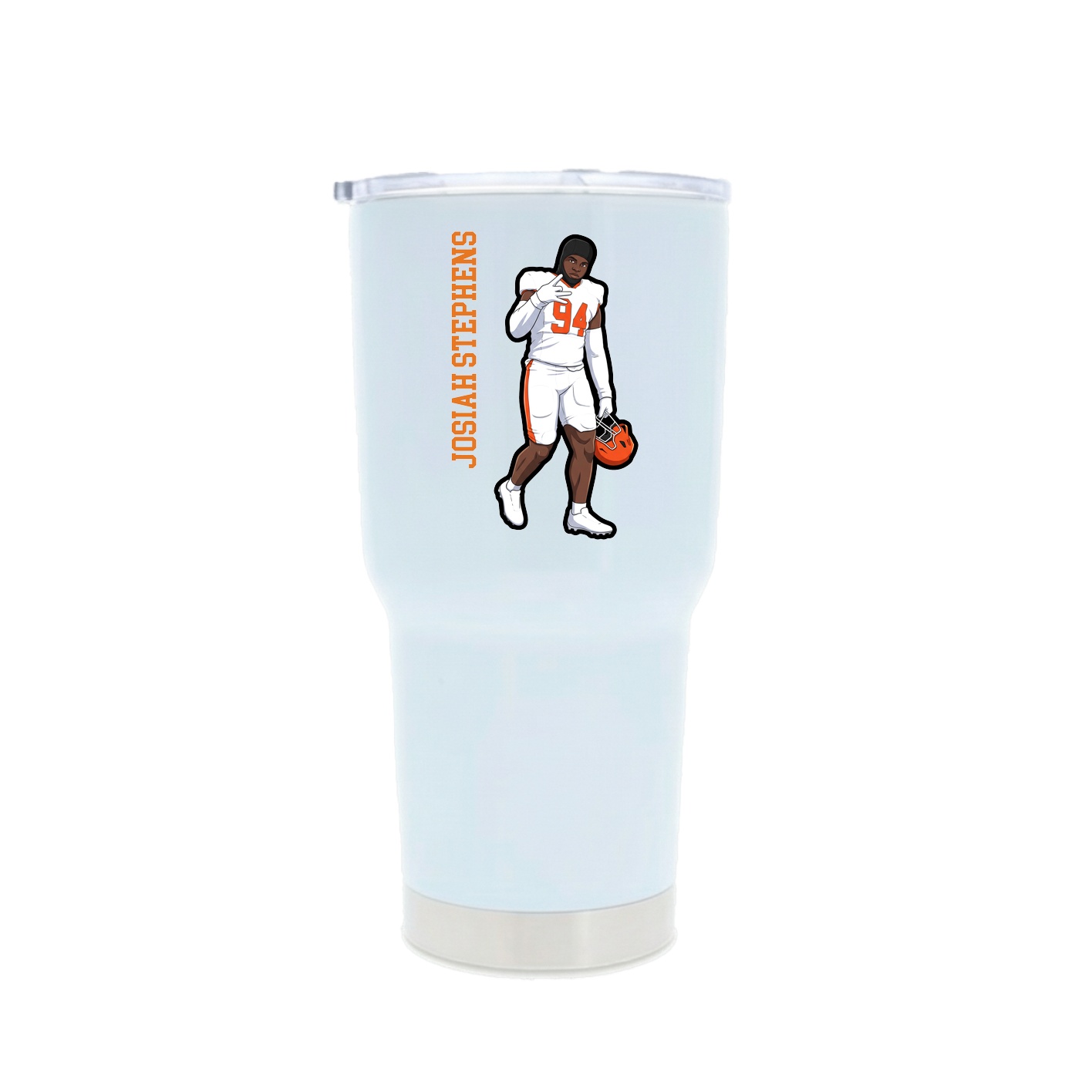 30oz Stainless Steel Tumbler — Name Vertical in White