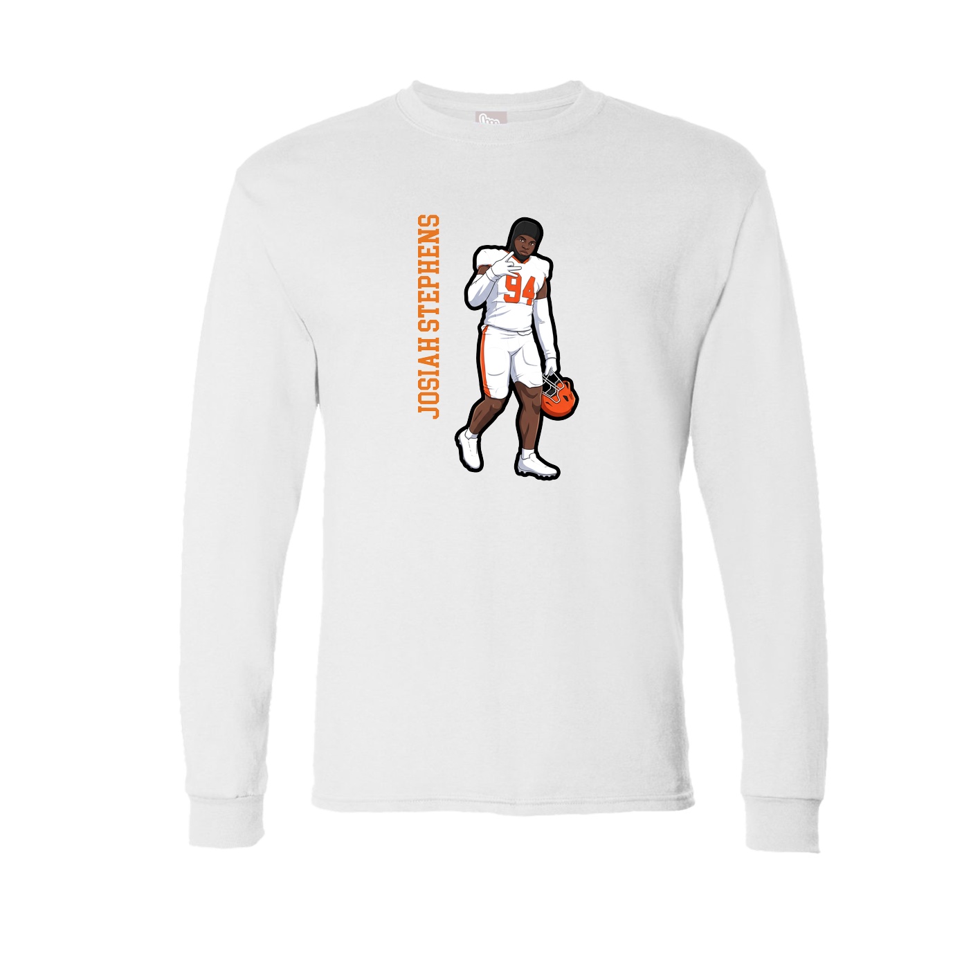 Long Sleeve Tee — Name Vertical in White