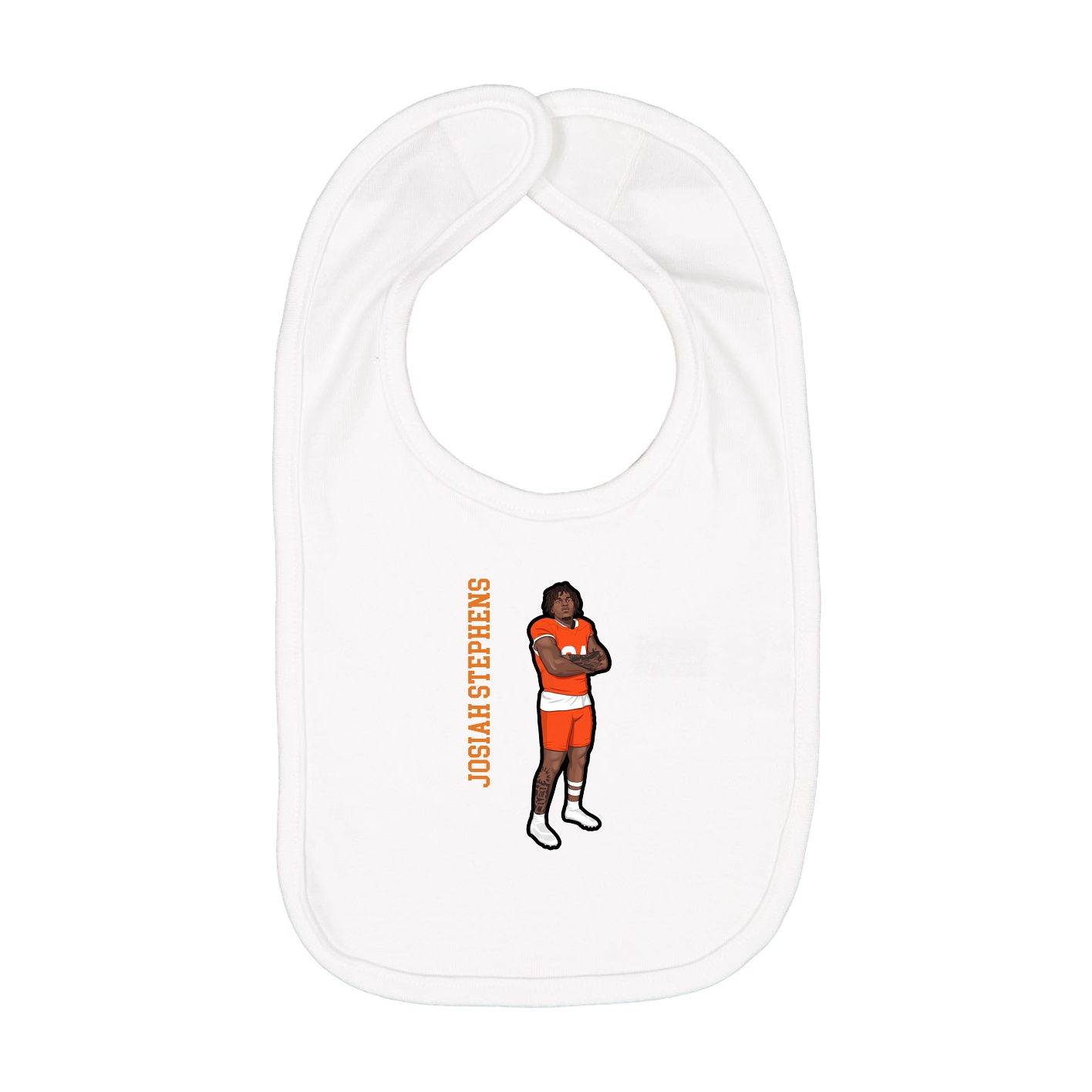 Infant Bib — Name Vertical in White