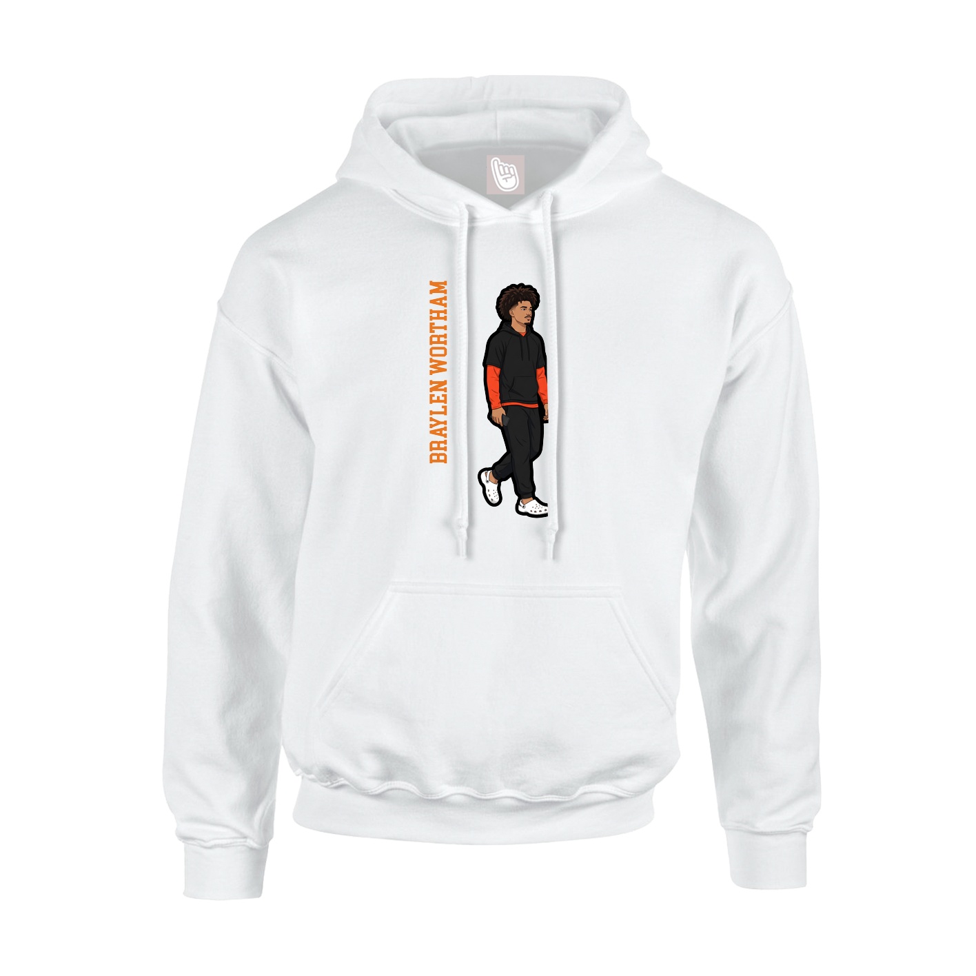 Hoodie — Name Vertical in White
