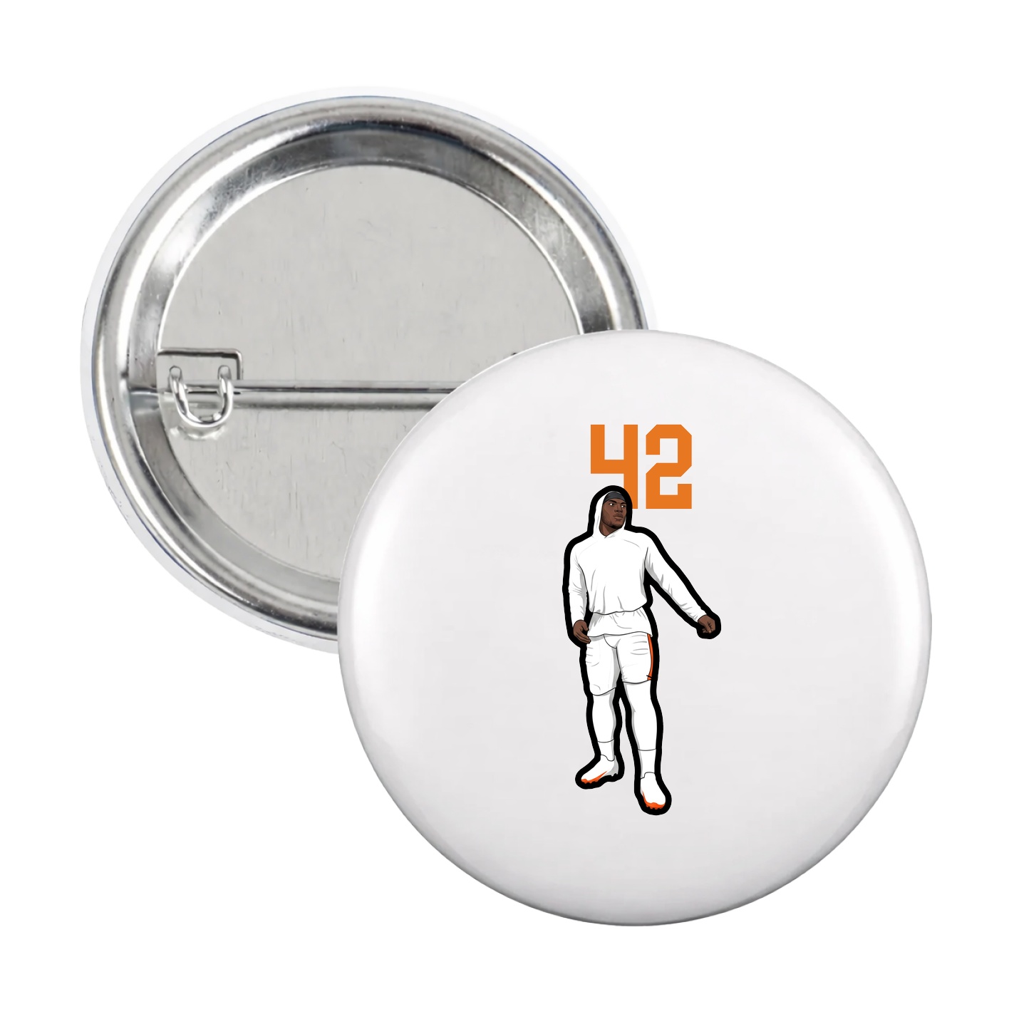 Game Day Button — Number Top in White