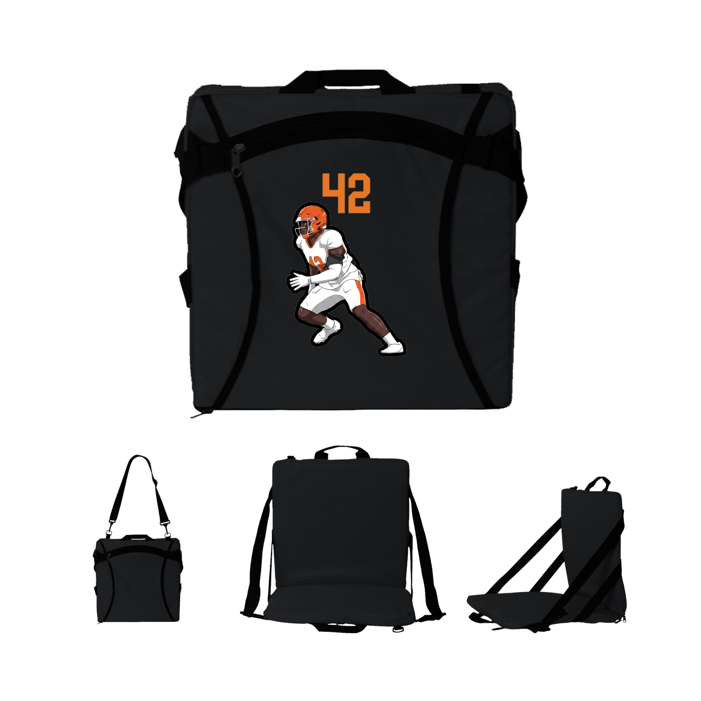 Folding Stadium Seat — Number Top in Black