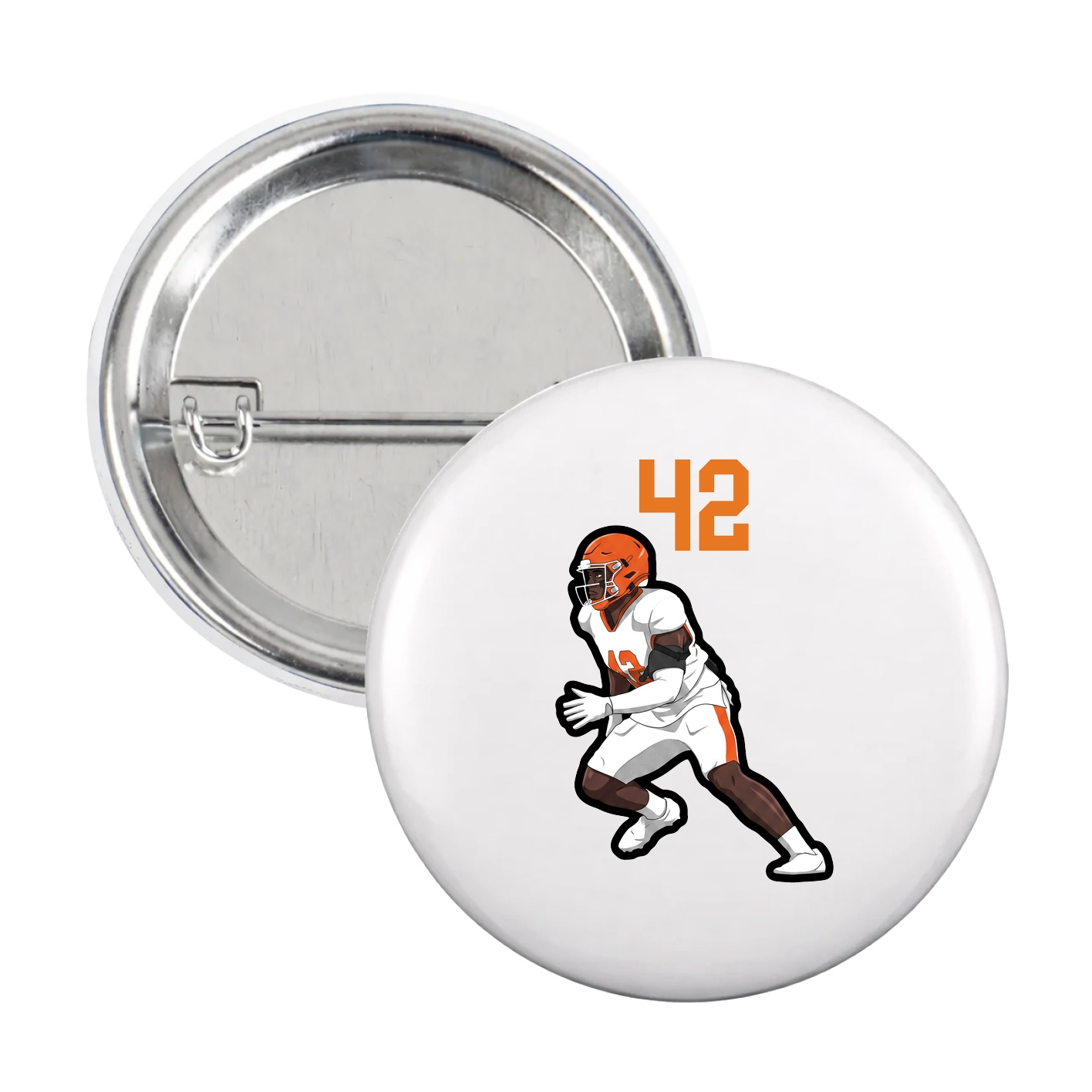 Game Day Button — Number Top in White