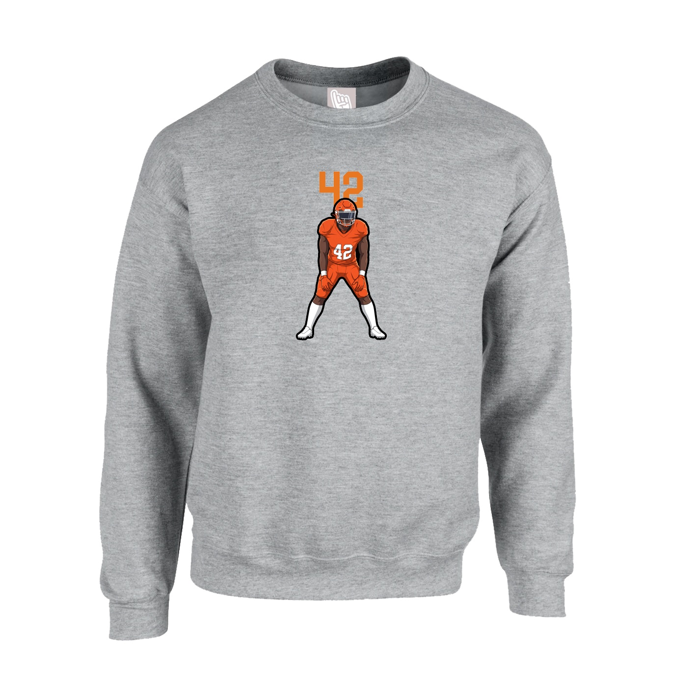 Fleece Crew — Number Top in Grey