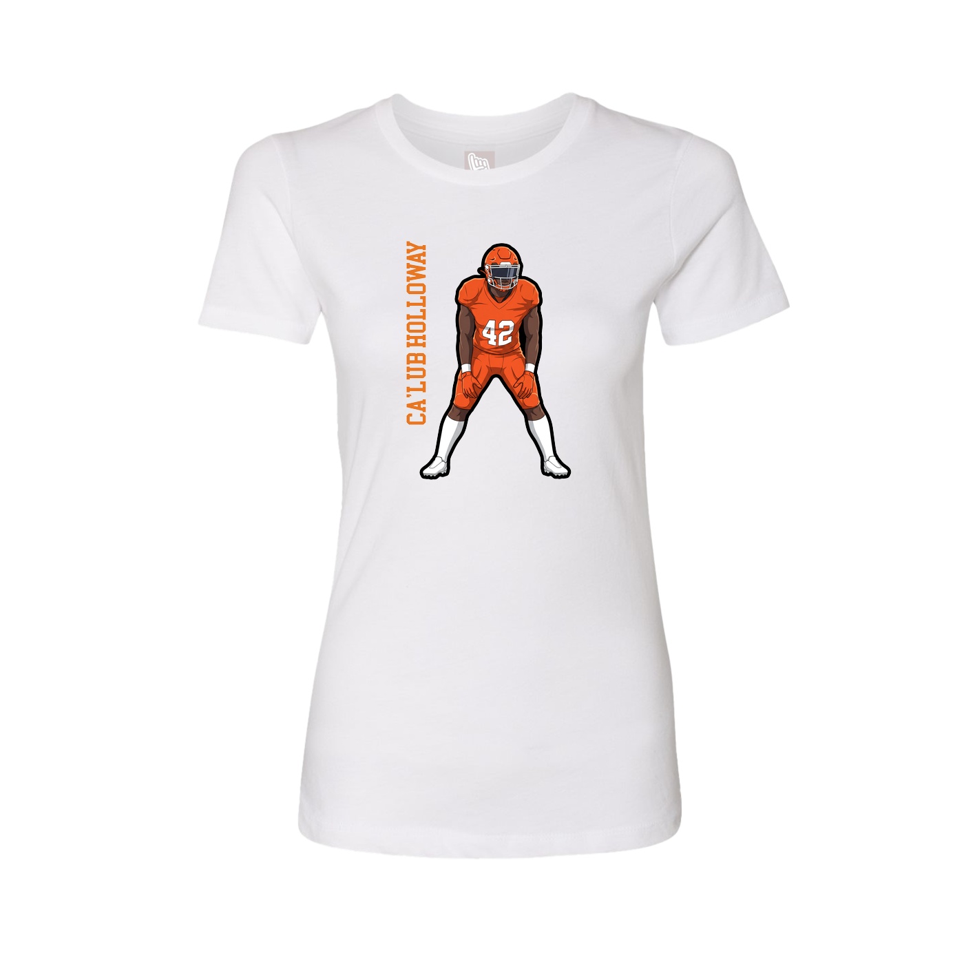 Womens Tee — Name Vertical in White