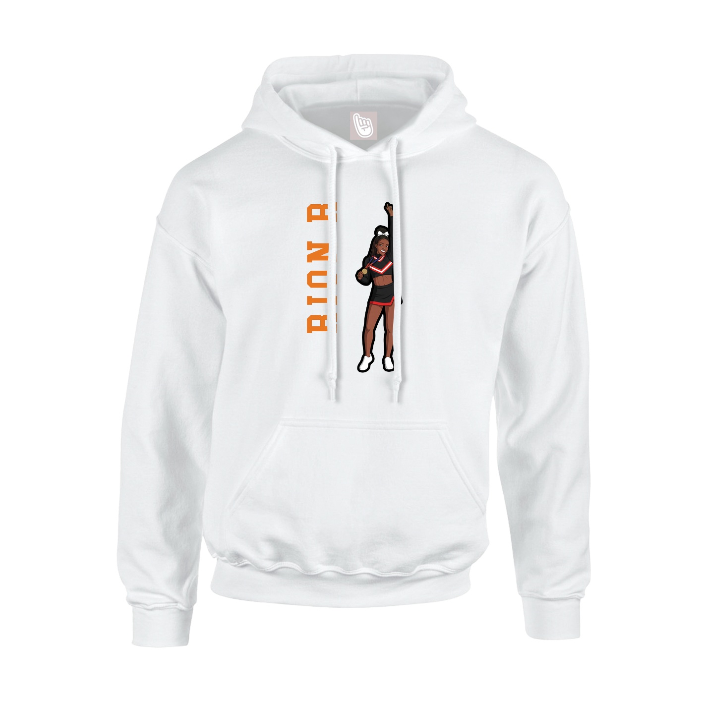 Youth Hoodie — Name Vertical in White