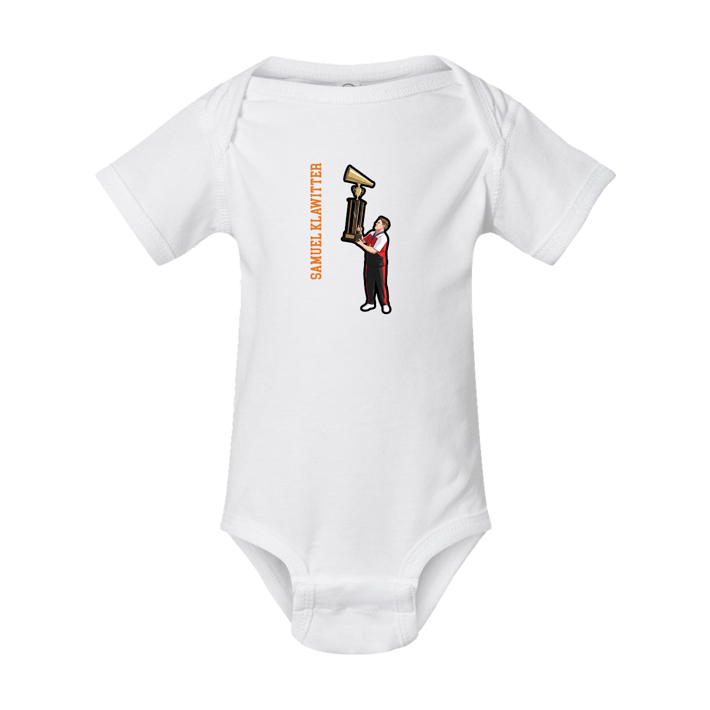 Baby Onesie — Name Vertical in White