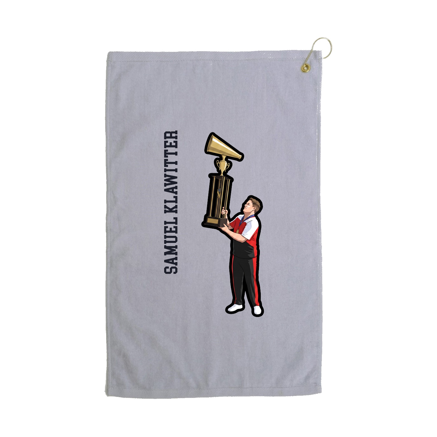 Golf Towel — Name Vertical in Grey