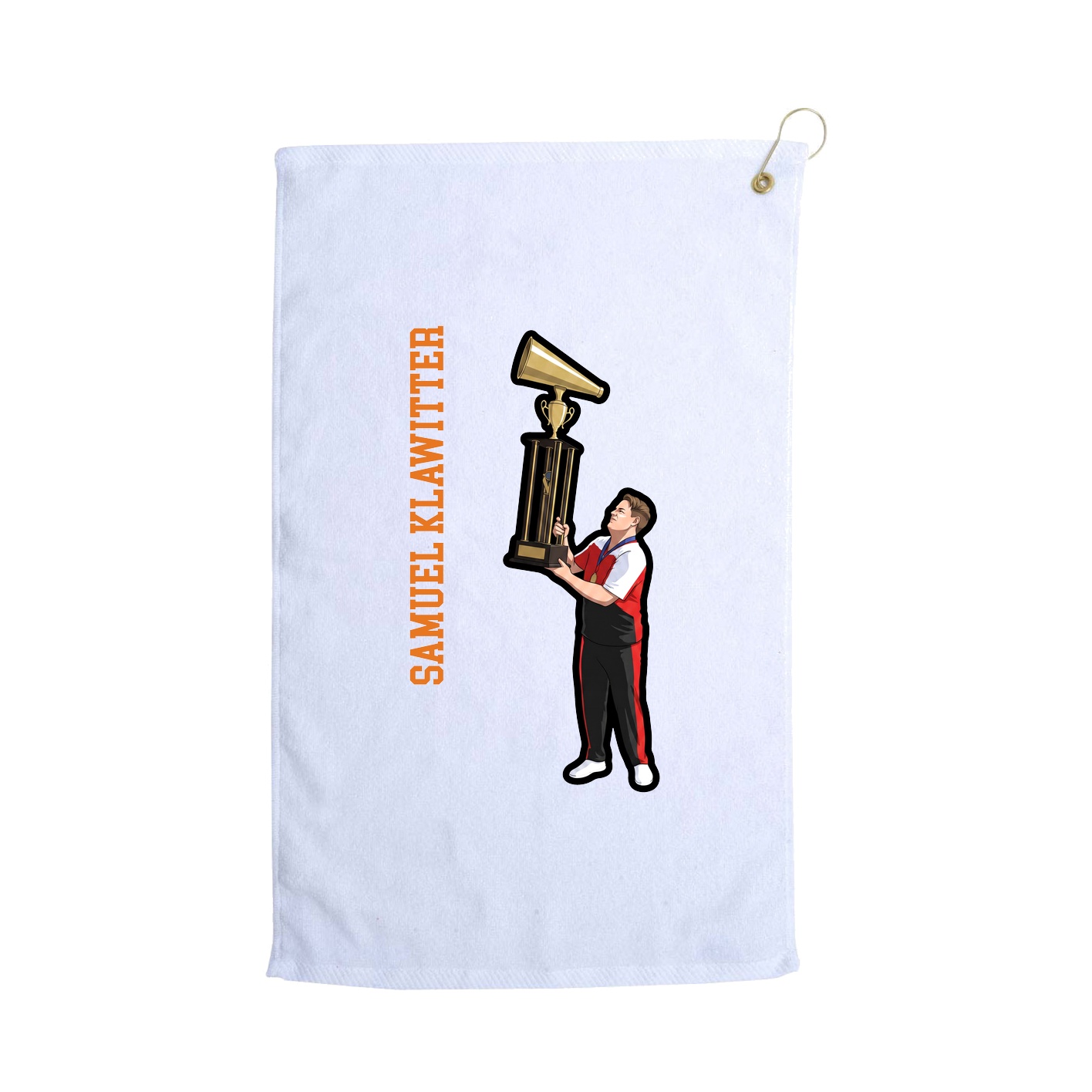 Golf Towel — Name Vertical in White