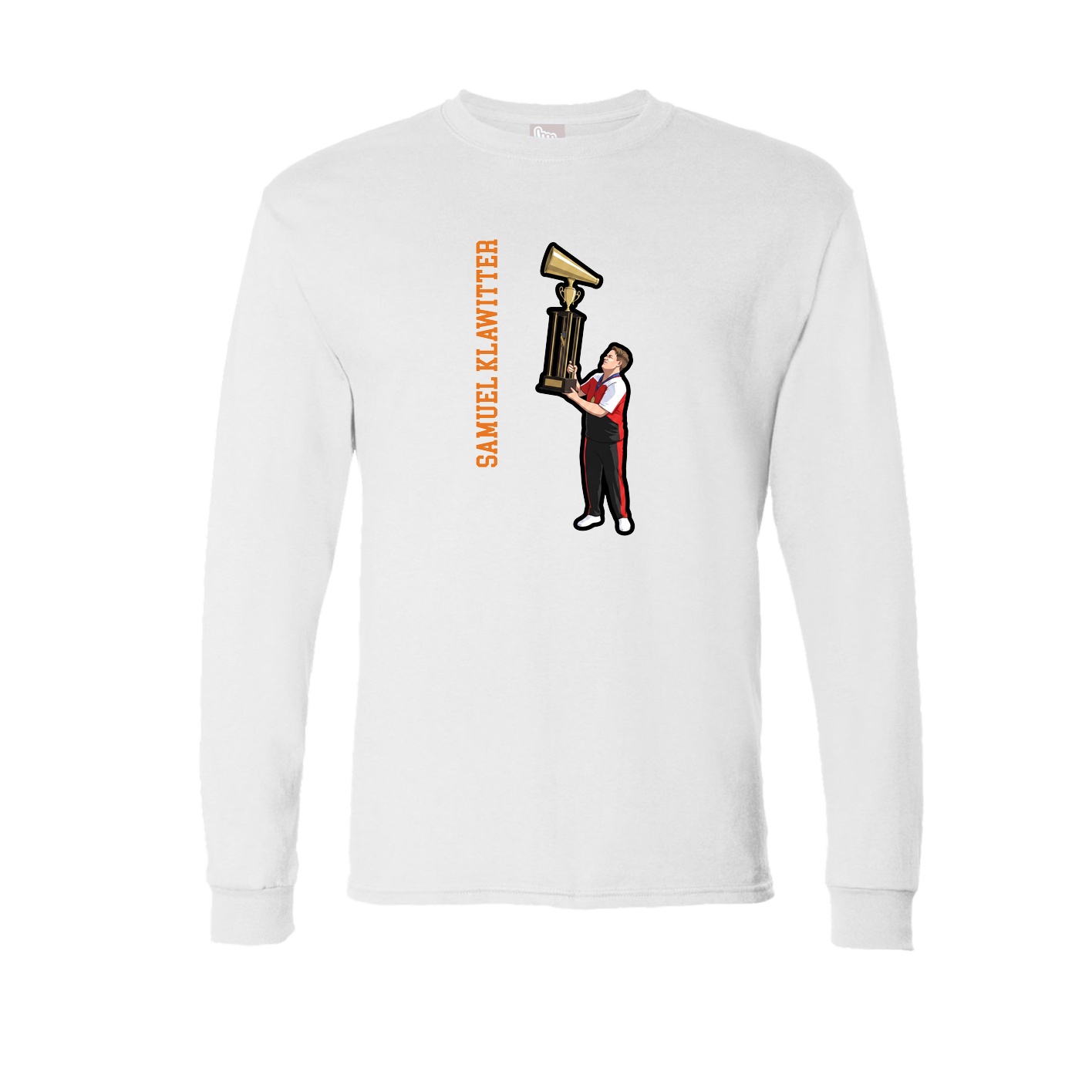 Long Sleeve Tee — Name Vertical in White