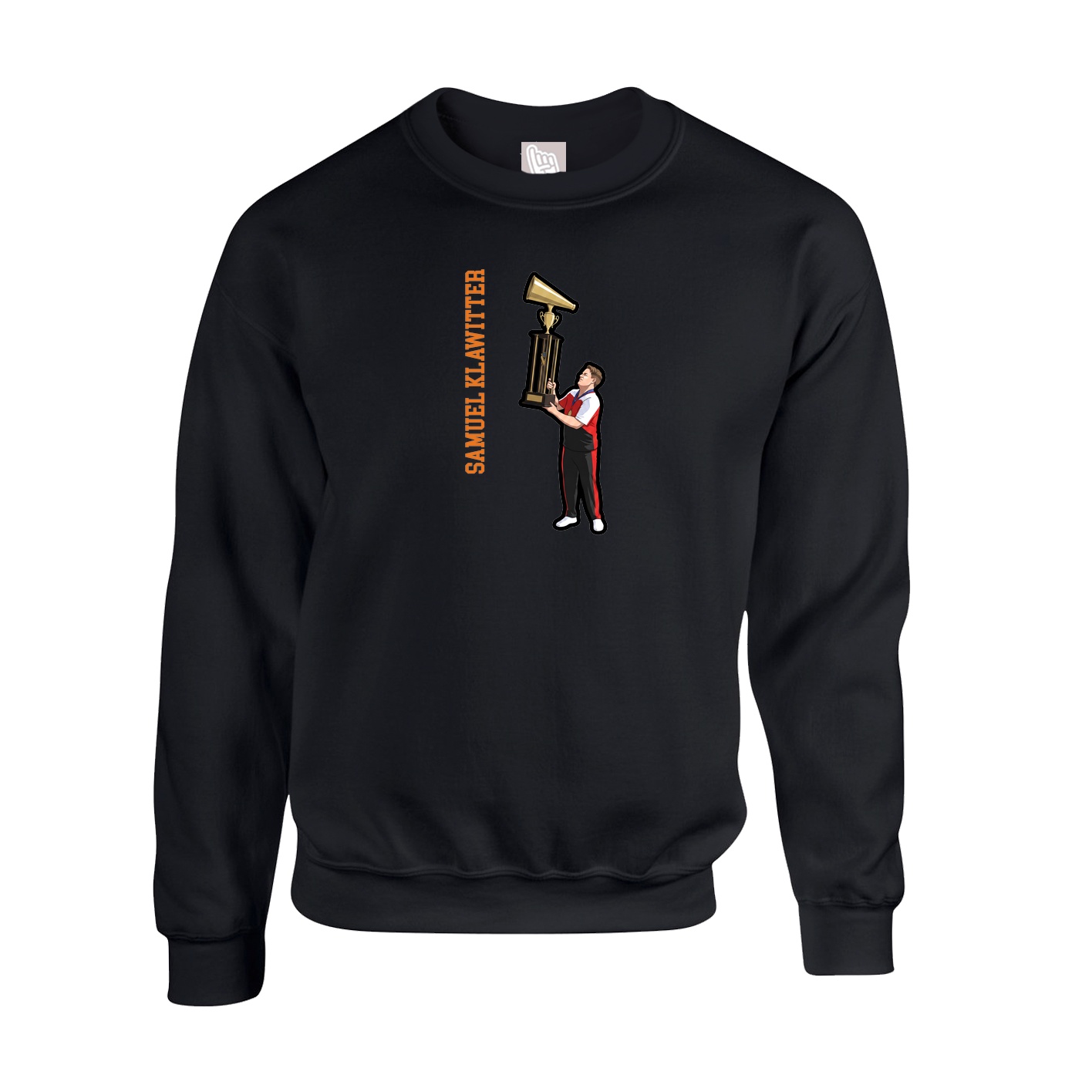 Fleece Crew — Name Vertical in Black
