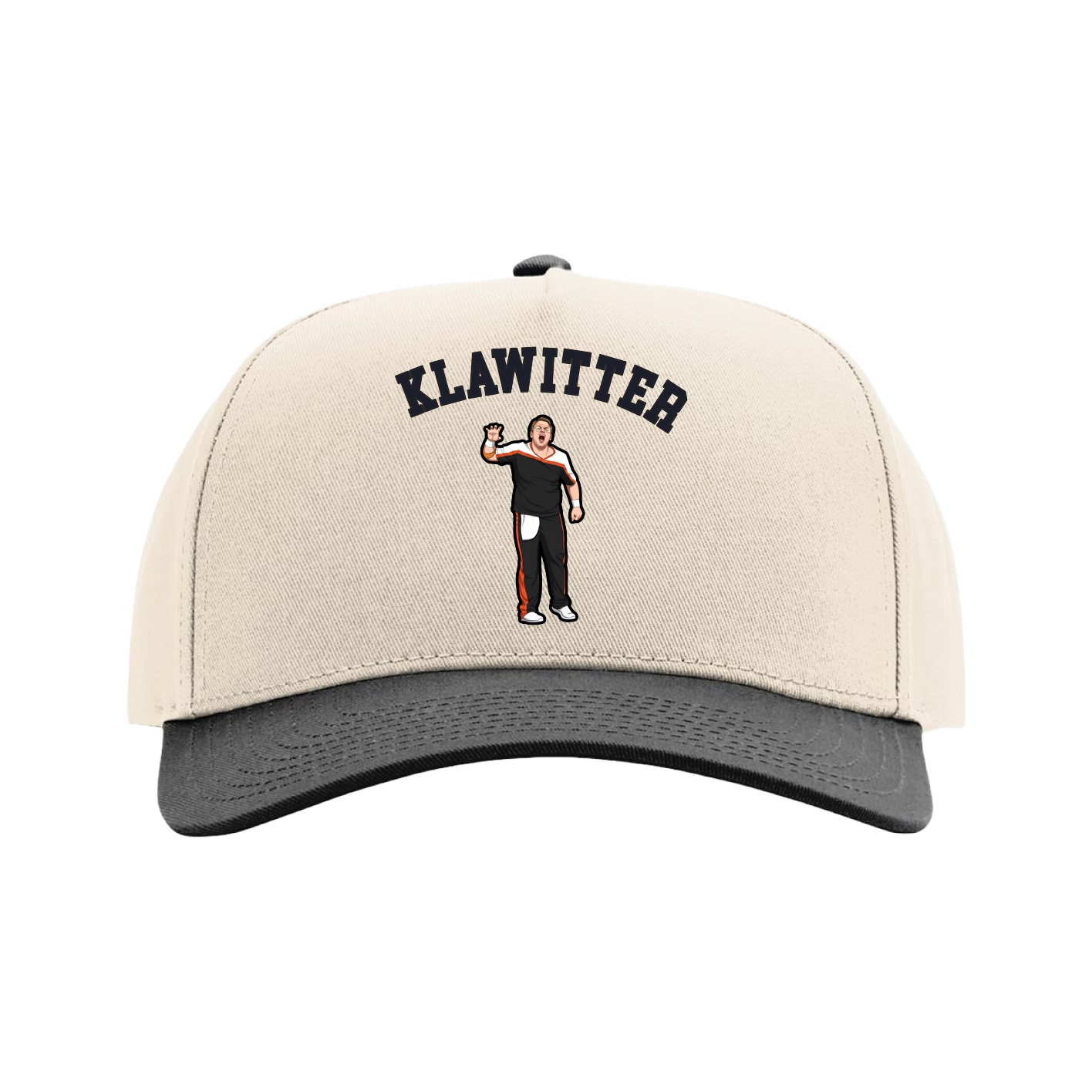 Full Fabric Five-Panel Champ Cap — Shirsey Arch in Cream/Black
