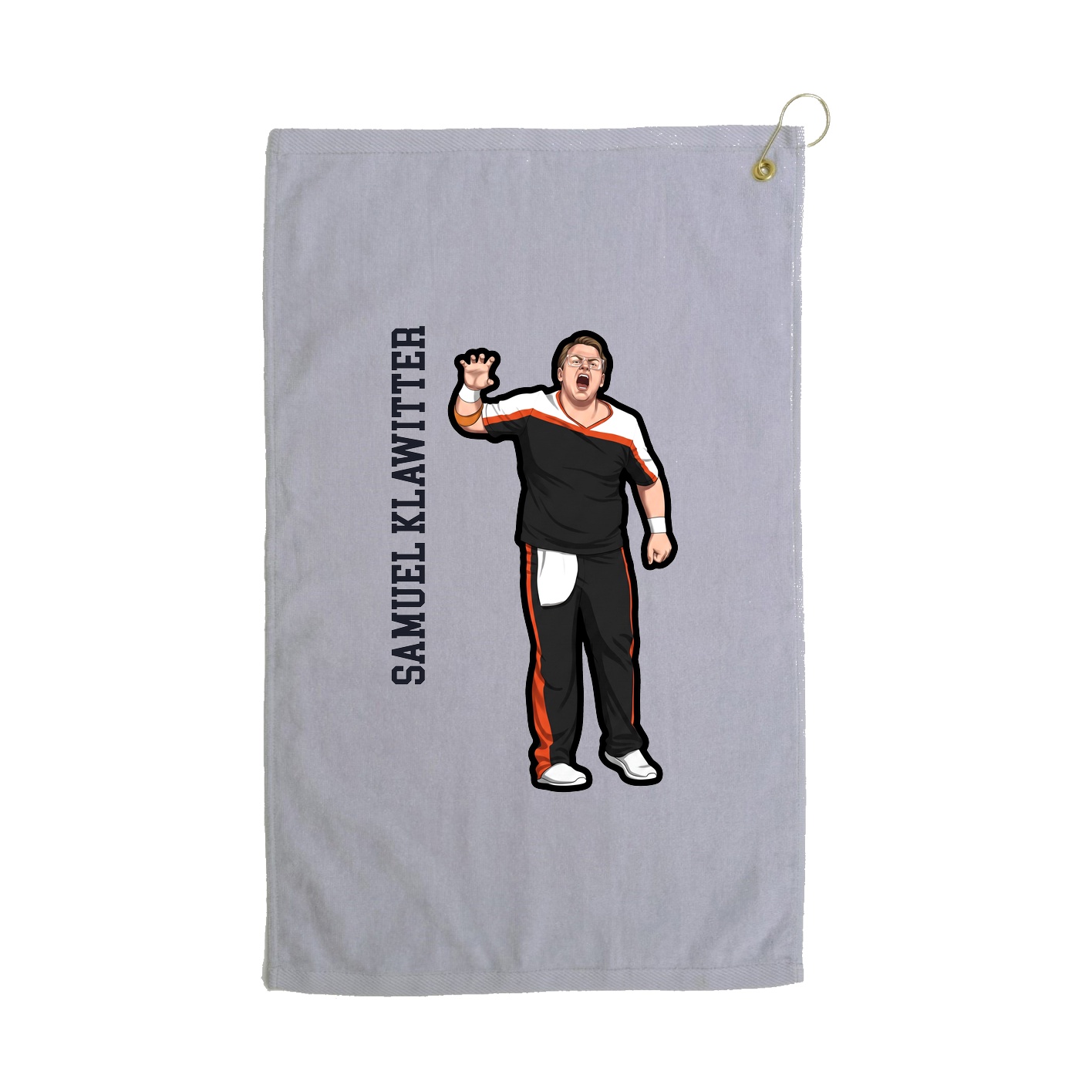 Golf Towel — Name Vertical in Grey
