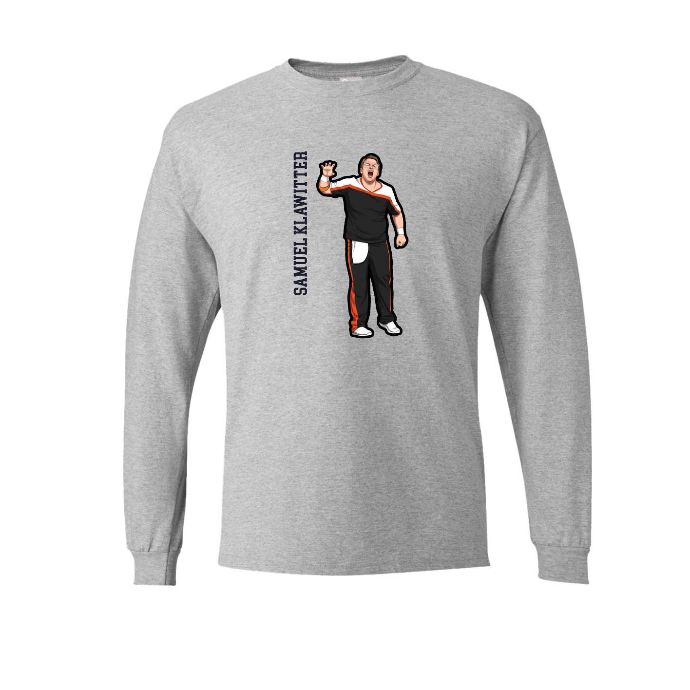 Long Sleeve Tee — Name Vertical in Grey