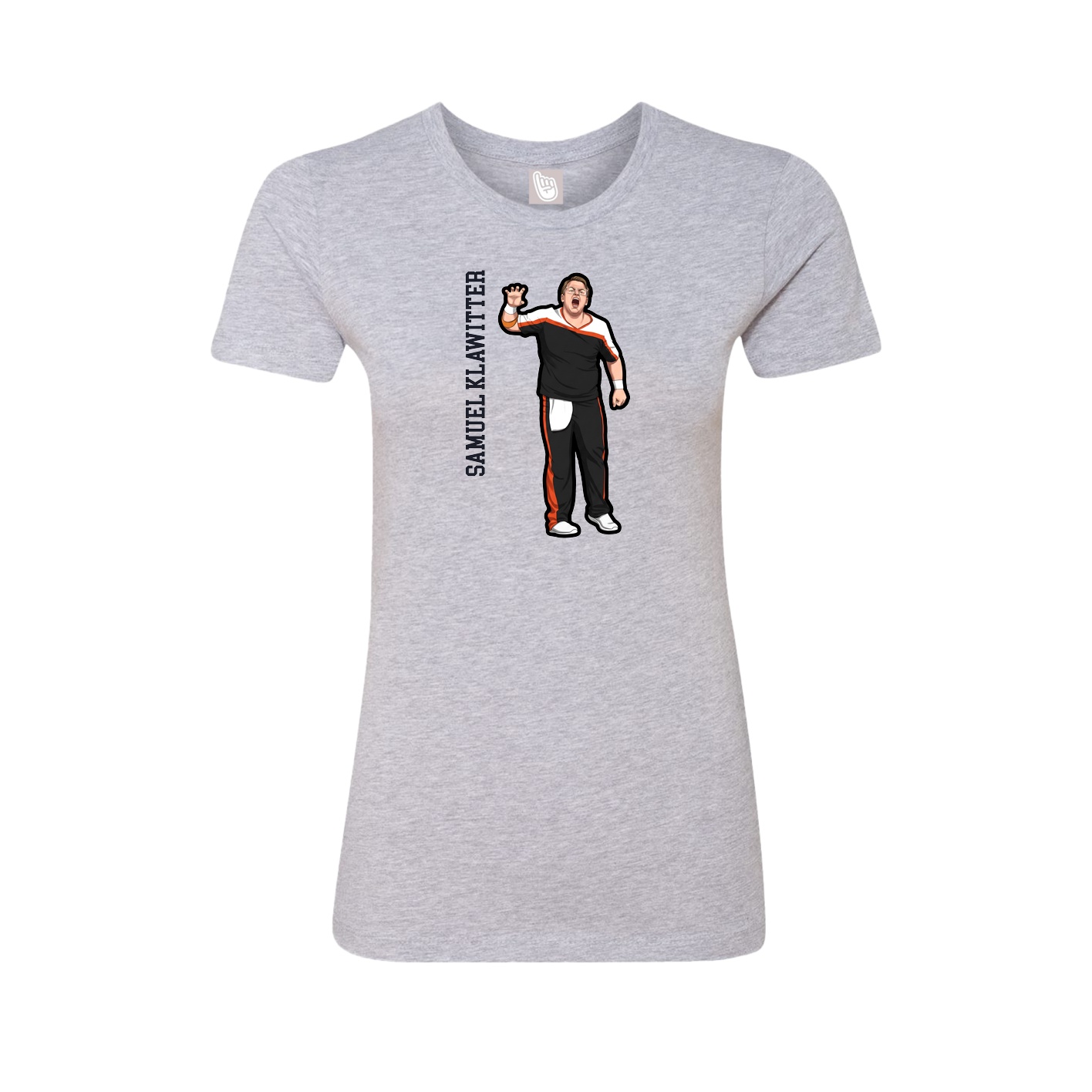 Womens Tee — Name Vertical in Grey