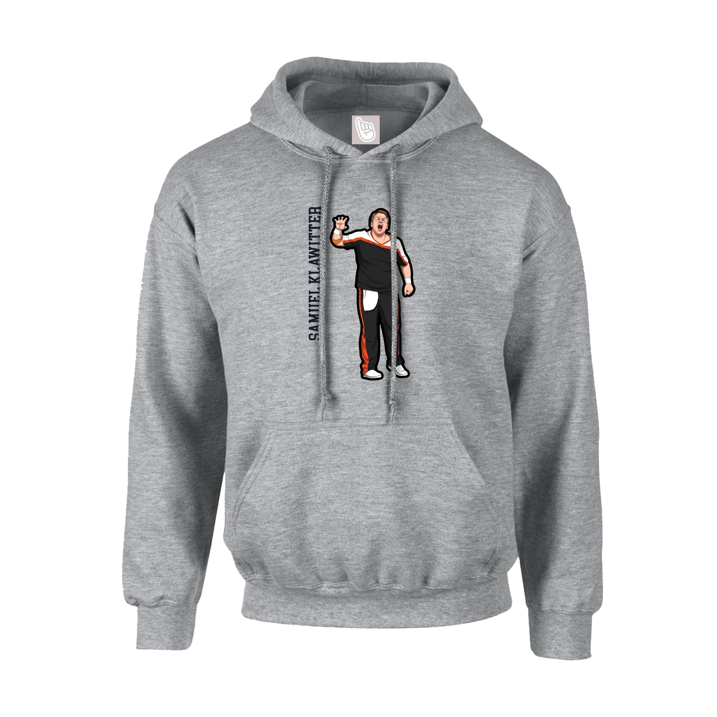 Hoodie — Name Vertical in Grey