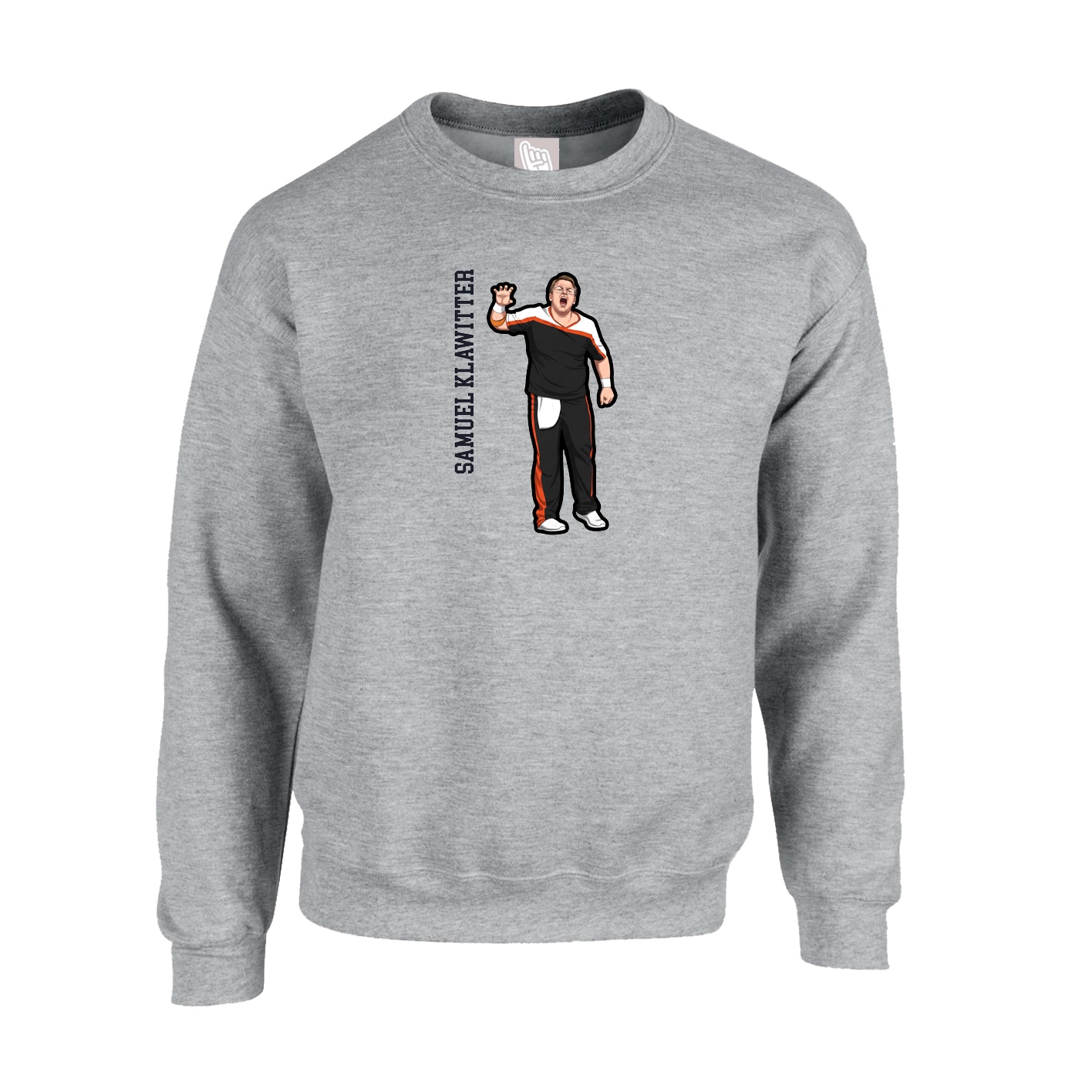 Fleece Crew — Name Vertical in Grey