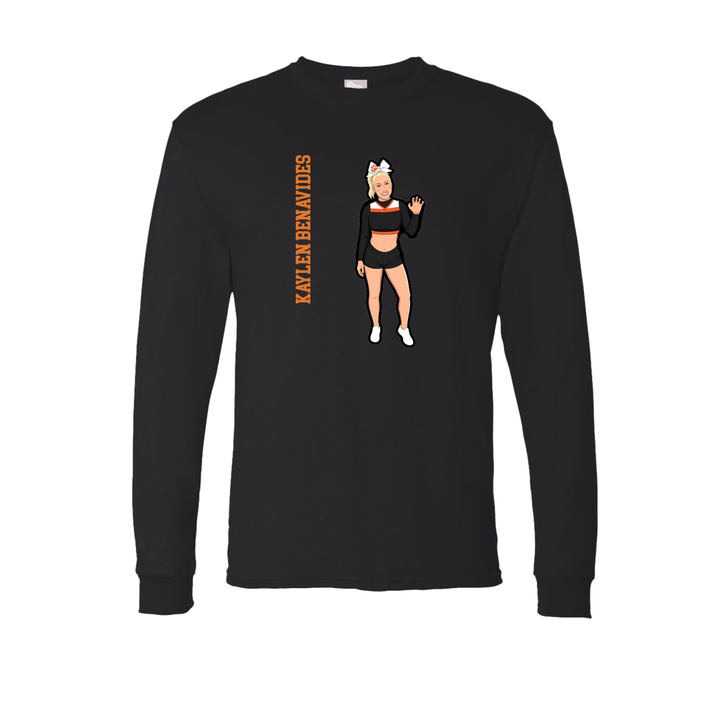 Long Sleeve Tee — Name Vertical in Black