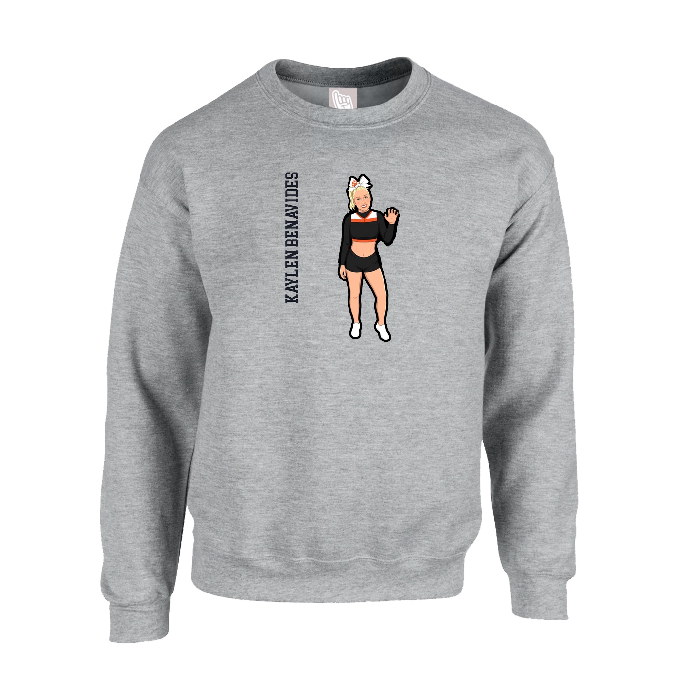 Fleece Crew — Name Vertical in Grey