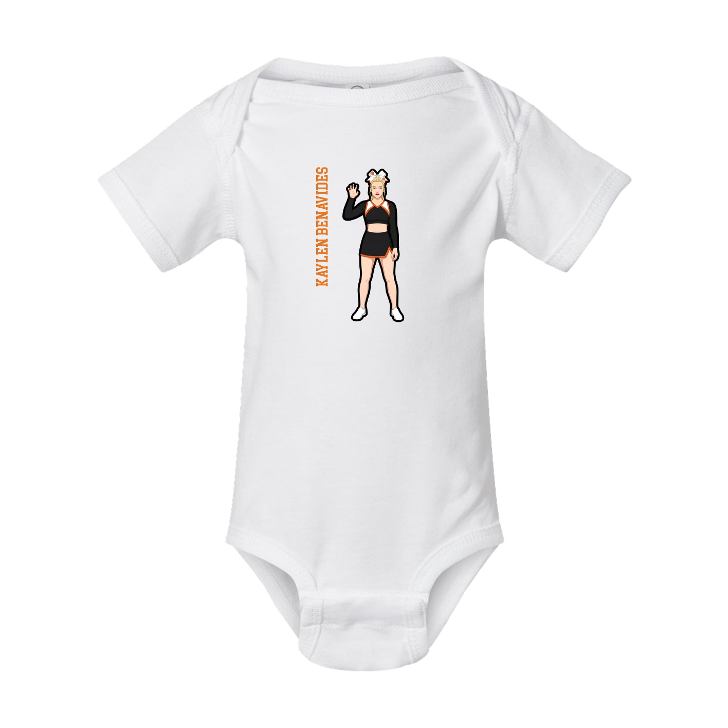 Baby Onesie — Name Vertical in White