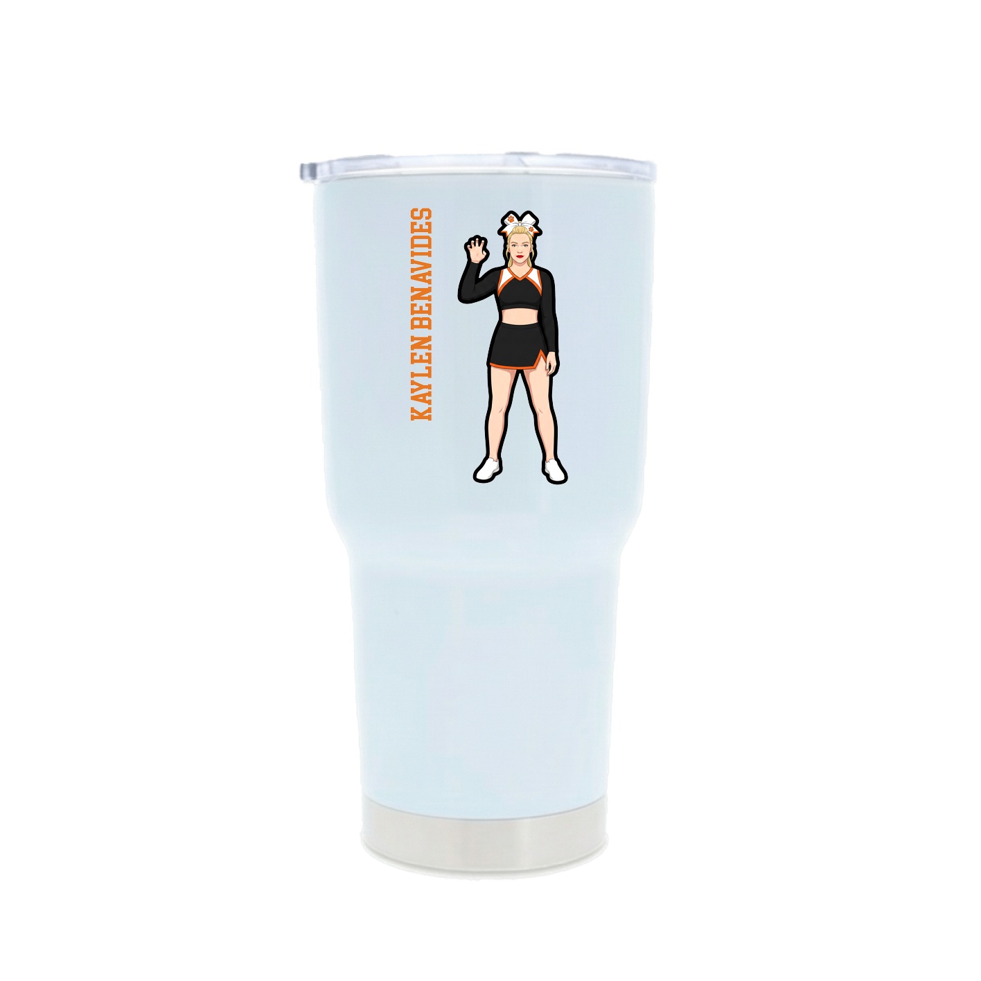 30oz Stainless Steel Tumbler — Name Vertical in White