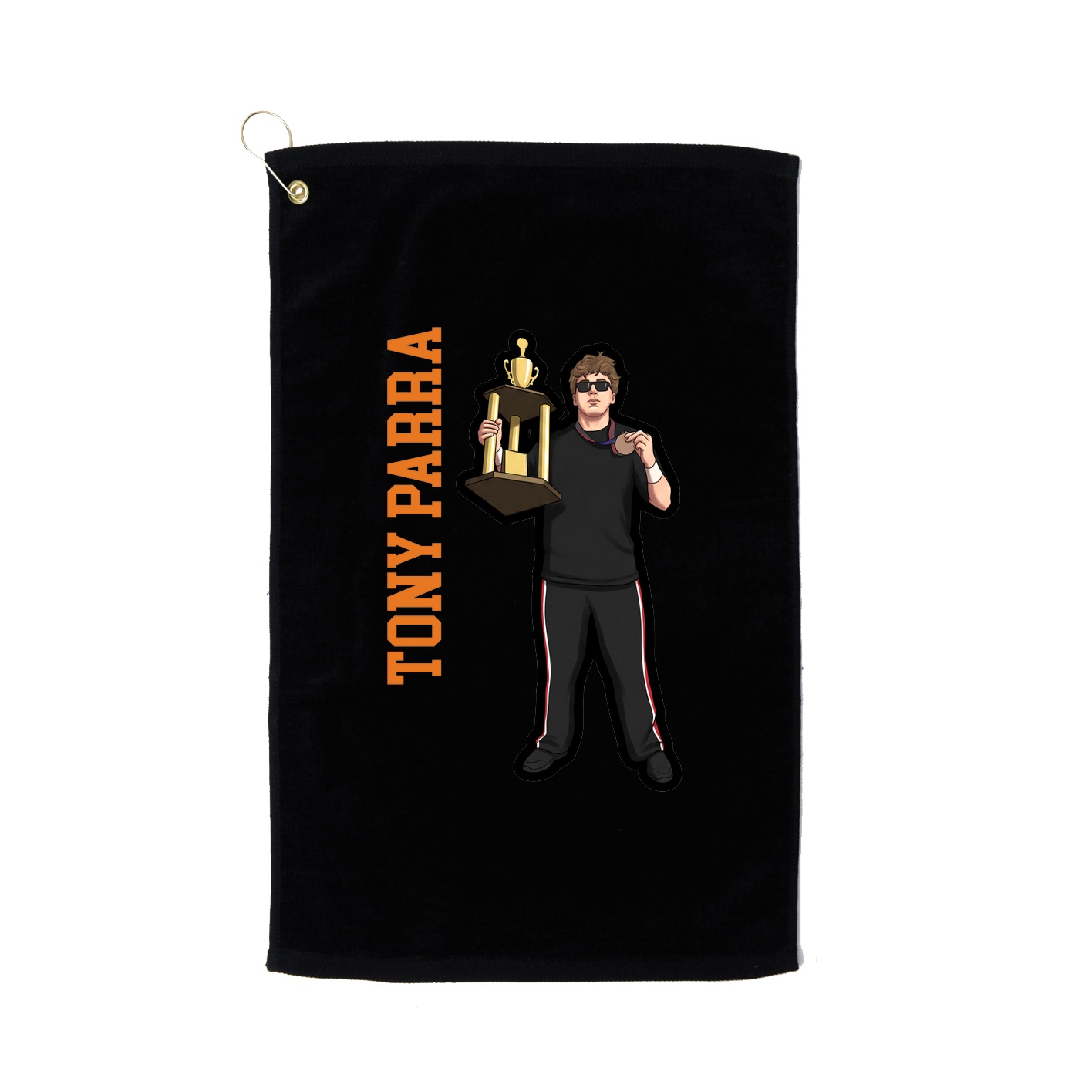 Golf Towel — Name Vertical in Black