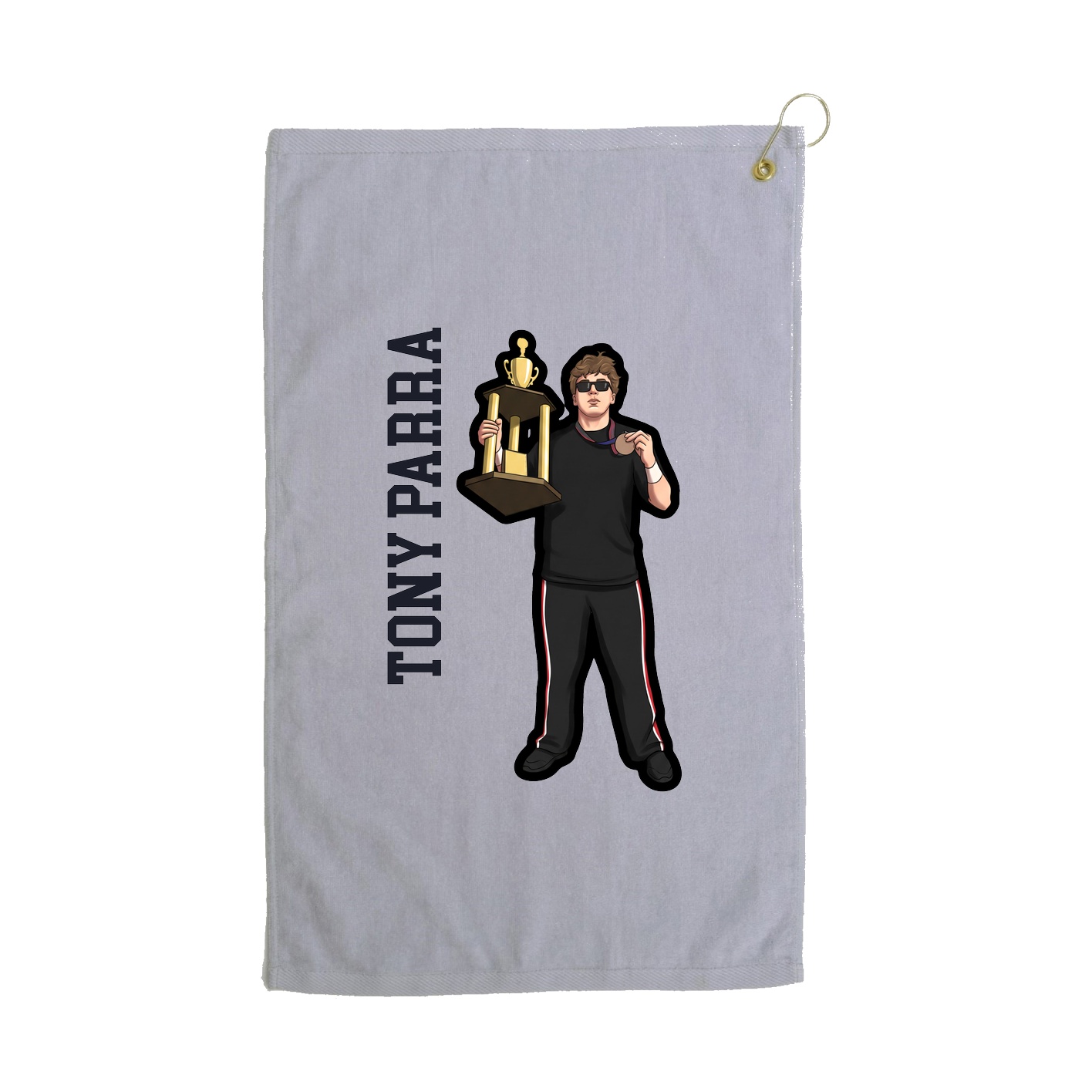Golf Towel — Name Vertical in Grey
