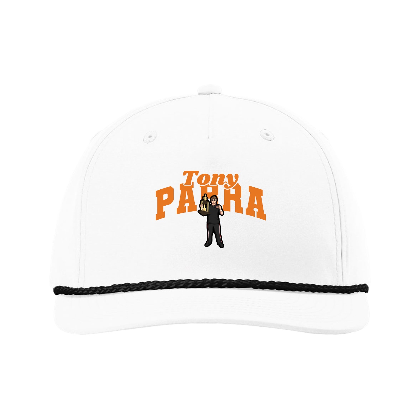 Five-Panel Classic Rope Cap — Signature Arch in White