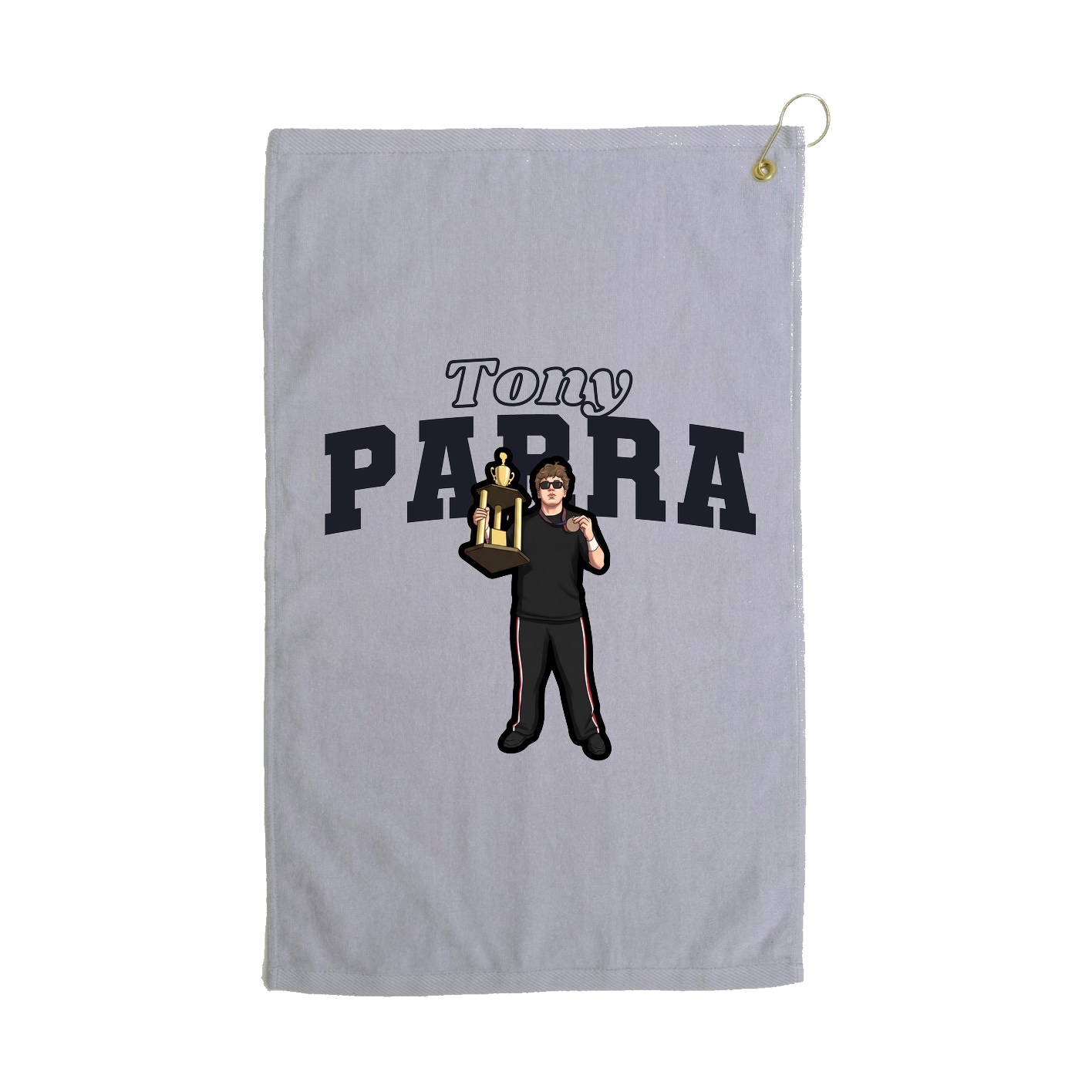 Golf Towel — Name Arch in Grey