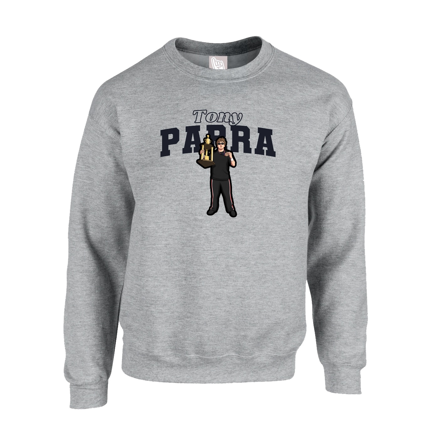 Fleece Crew — Name Arch in Grey