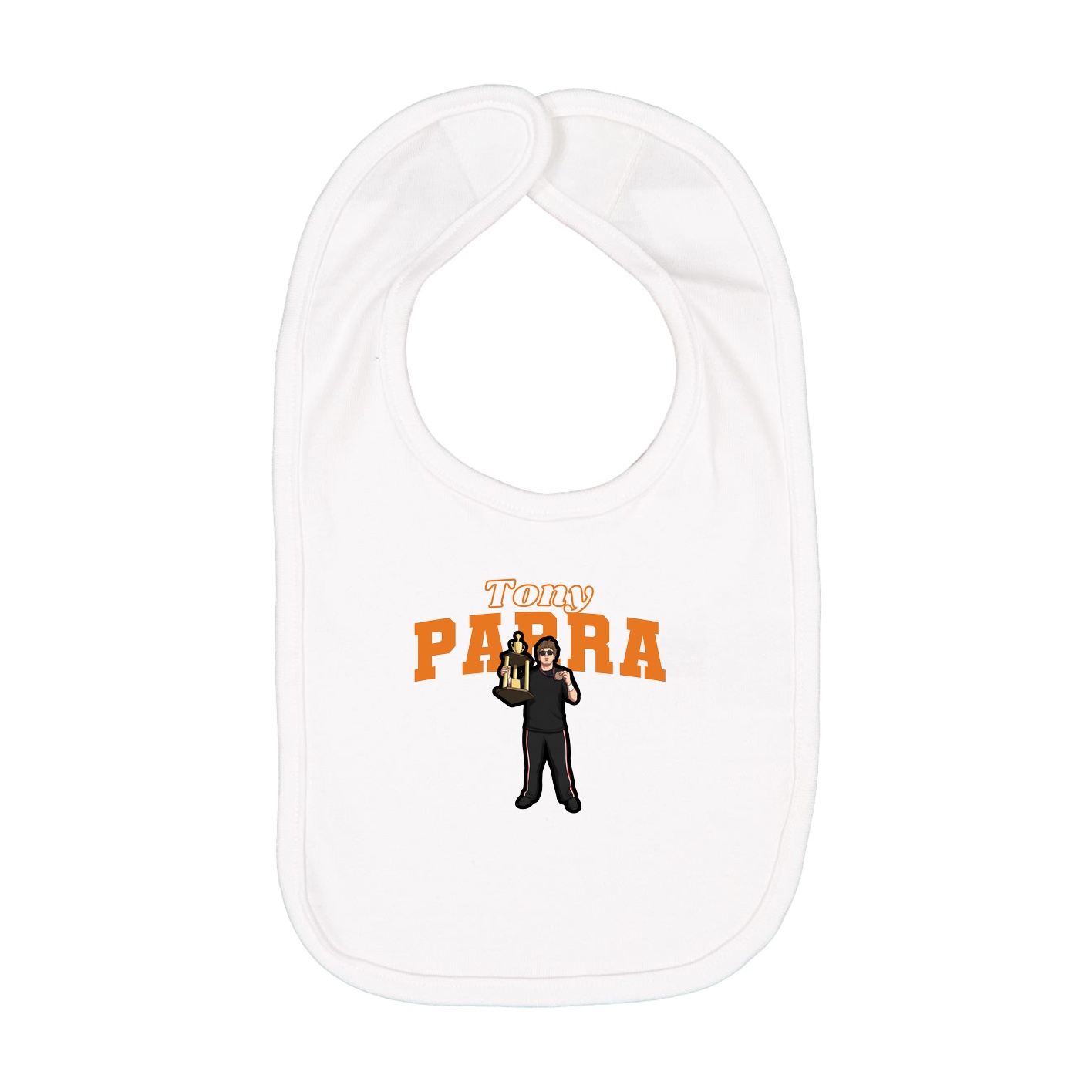 Infant Bib — Name Arch in White