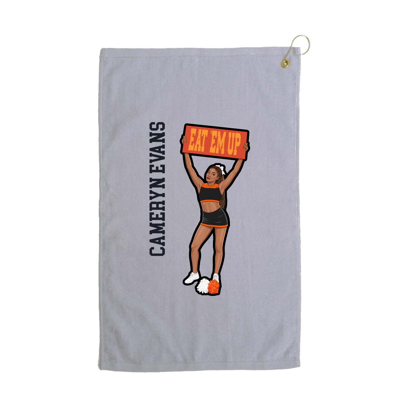 Golf Towel — Name Vertical in Grey