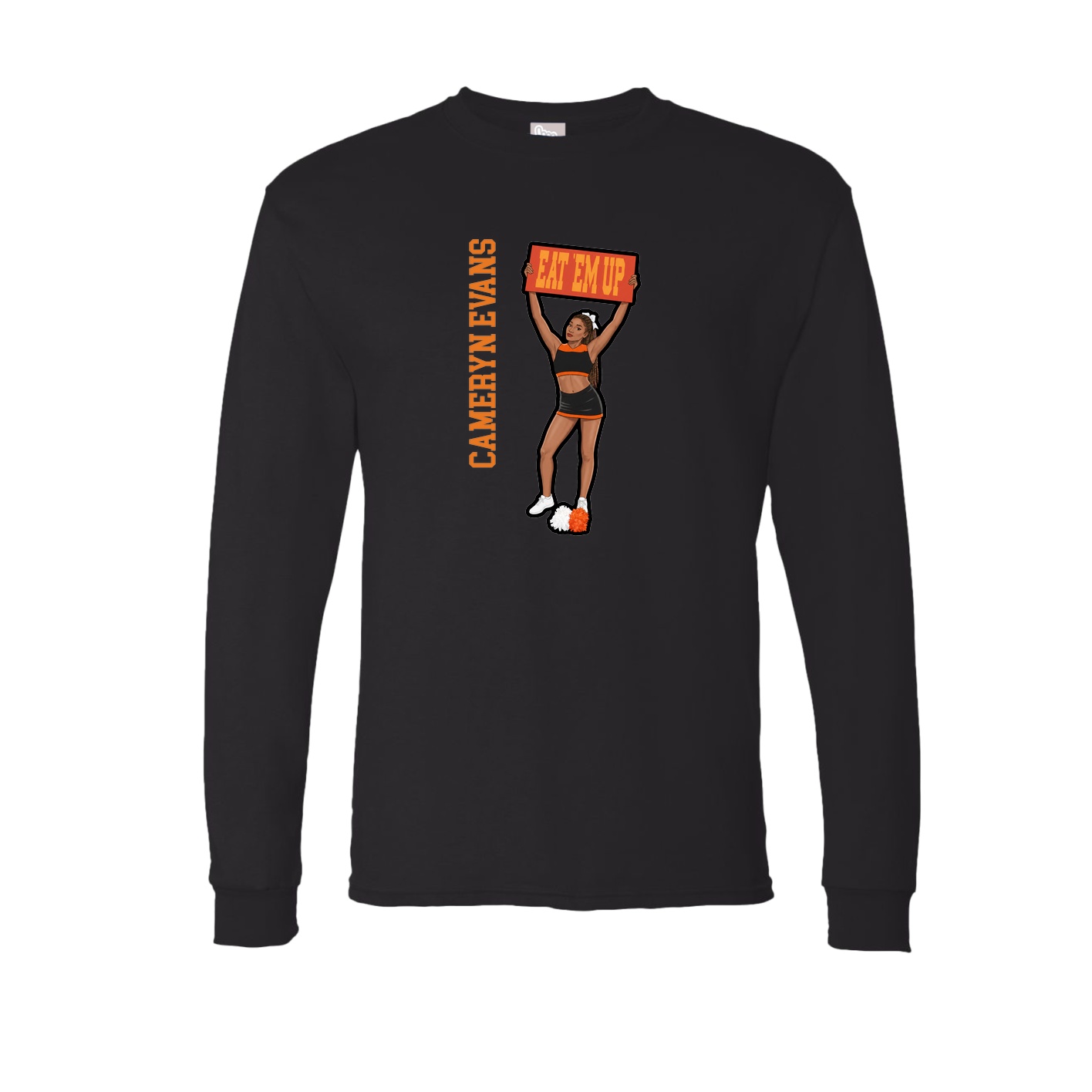 Long Sleeve Tee — Name Vertical in Black