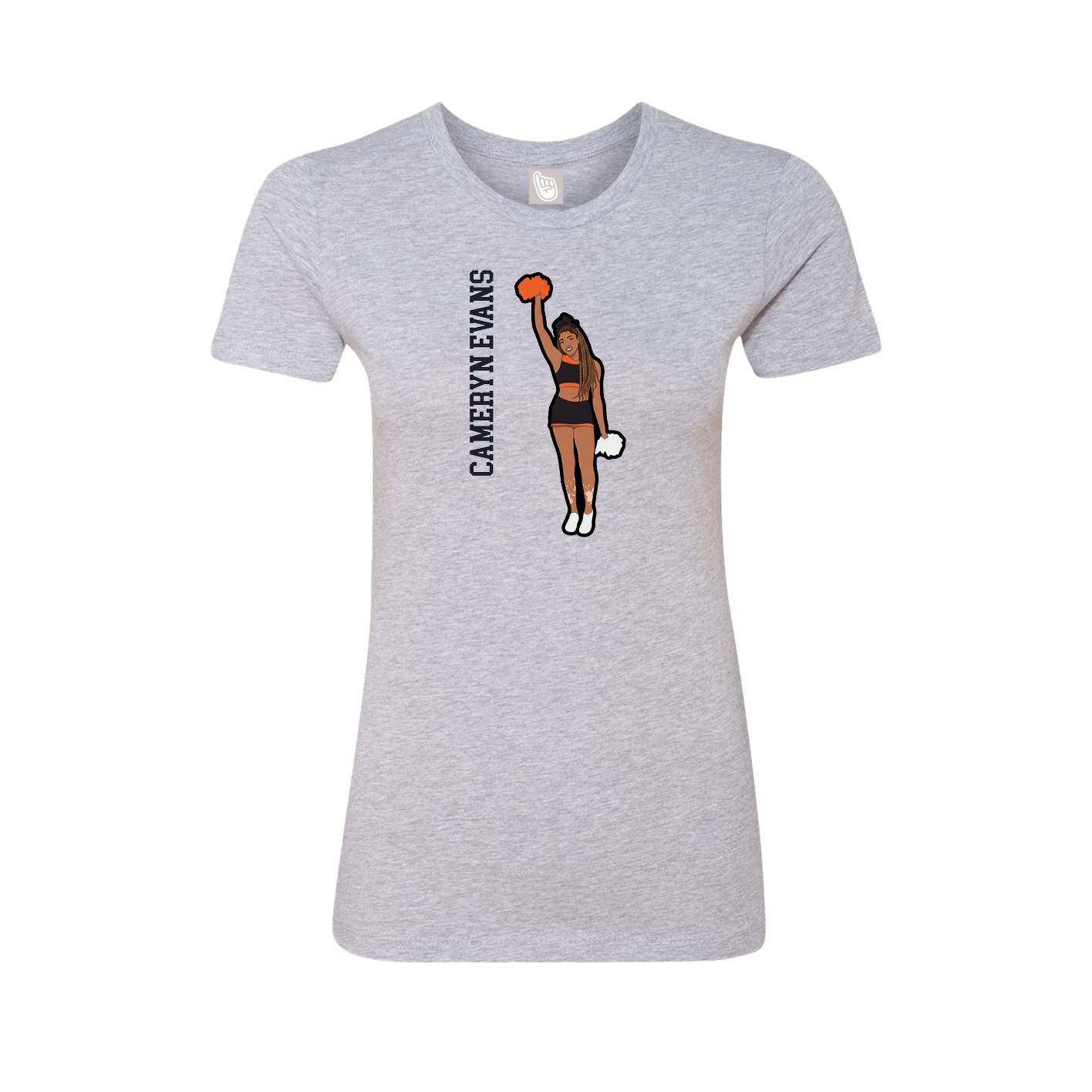 Fitted Women's Tee — Name Vertical in Grey