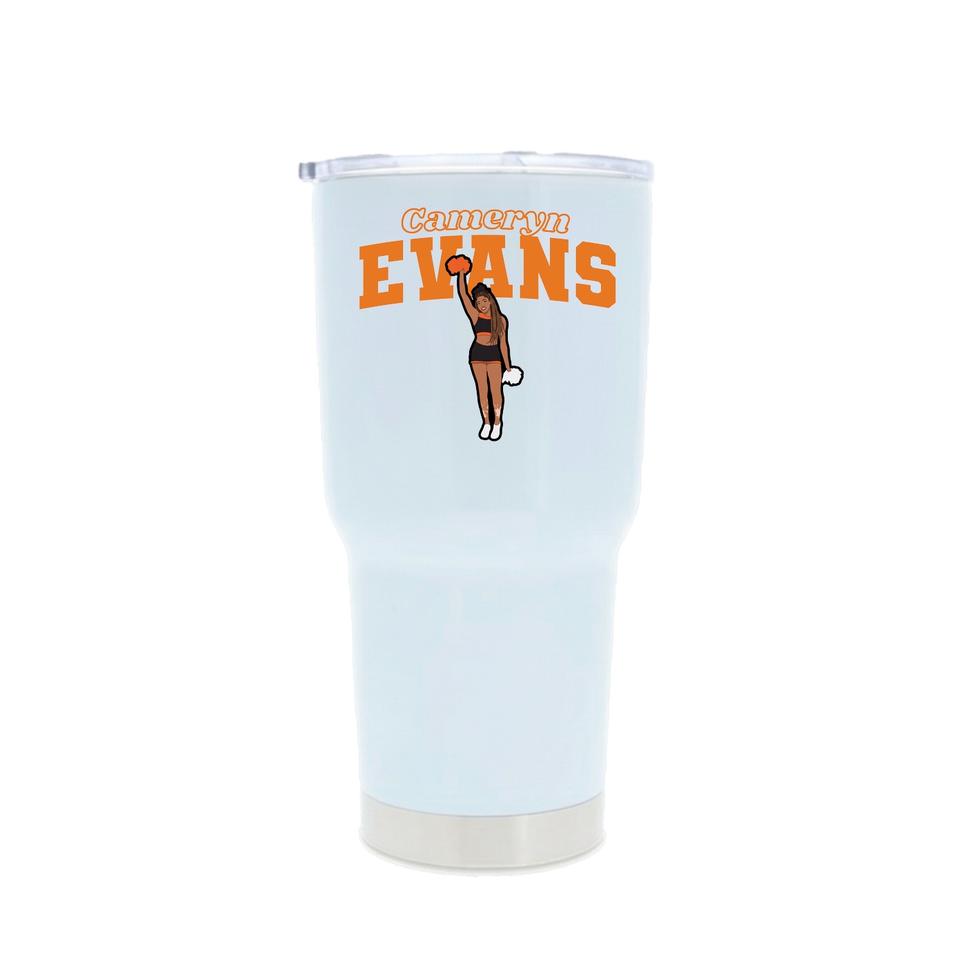 30oz Stainless Steel Tumbler — Name Arch in White