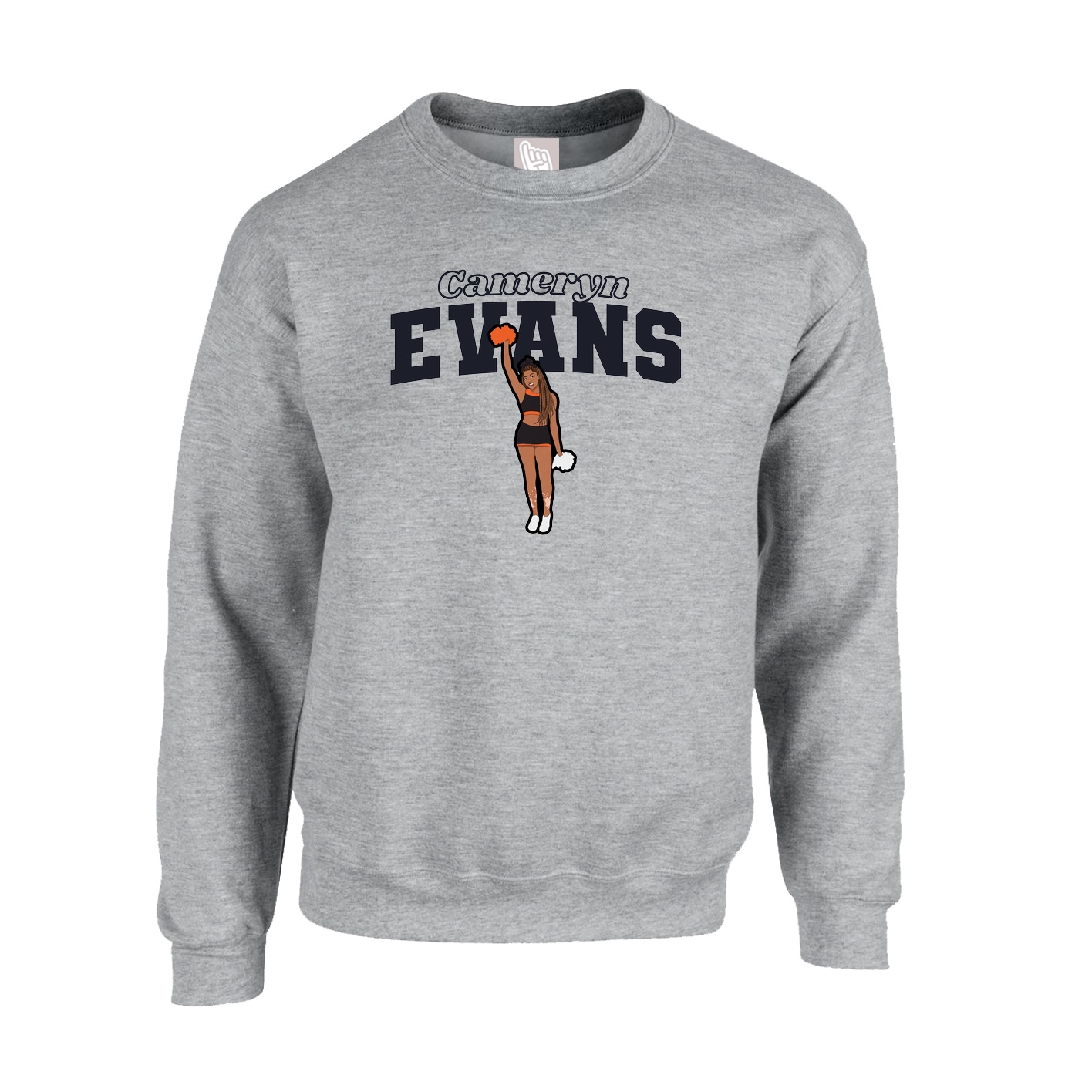 Fleece Crew — Name Arch in Grey