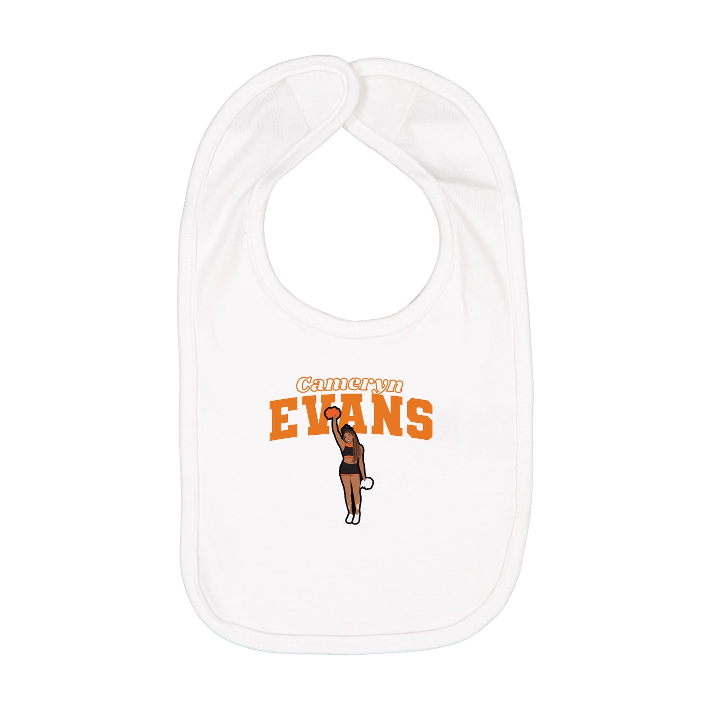 Infant Bib — Name Arch in White