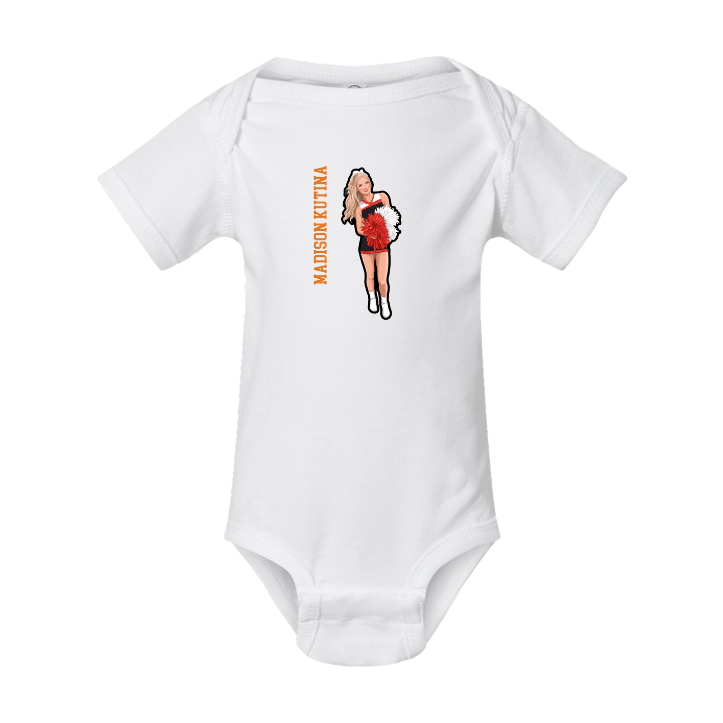 Baby Onesie — Name Vertical in White