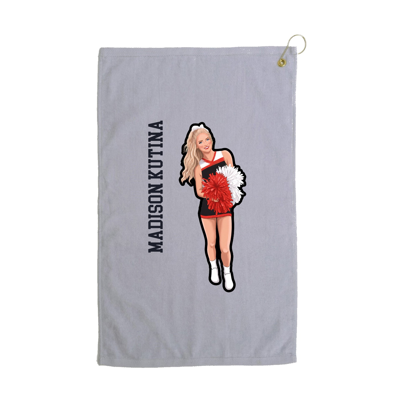 Golf Towel — Name Vertical in Grey