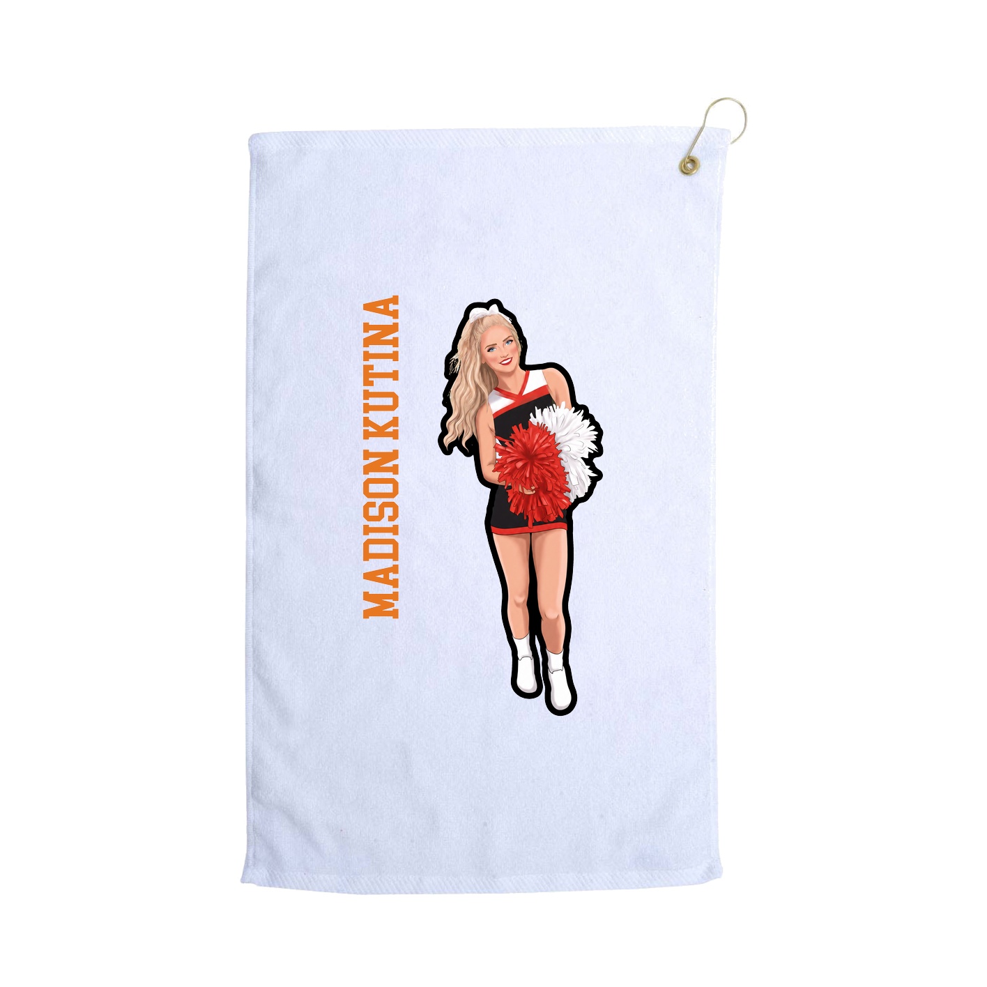 Golf Towel — Name Vertical in White
