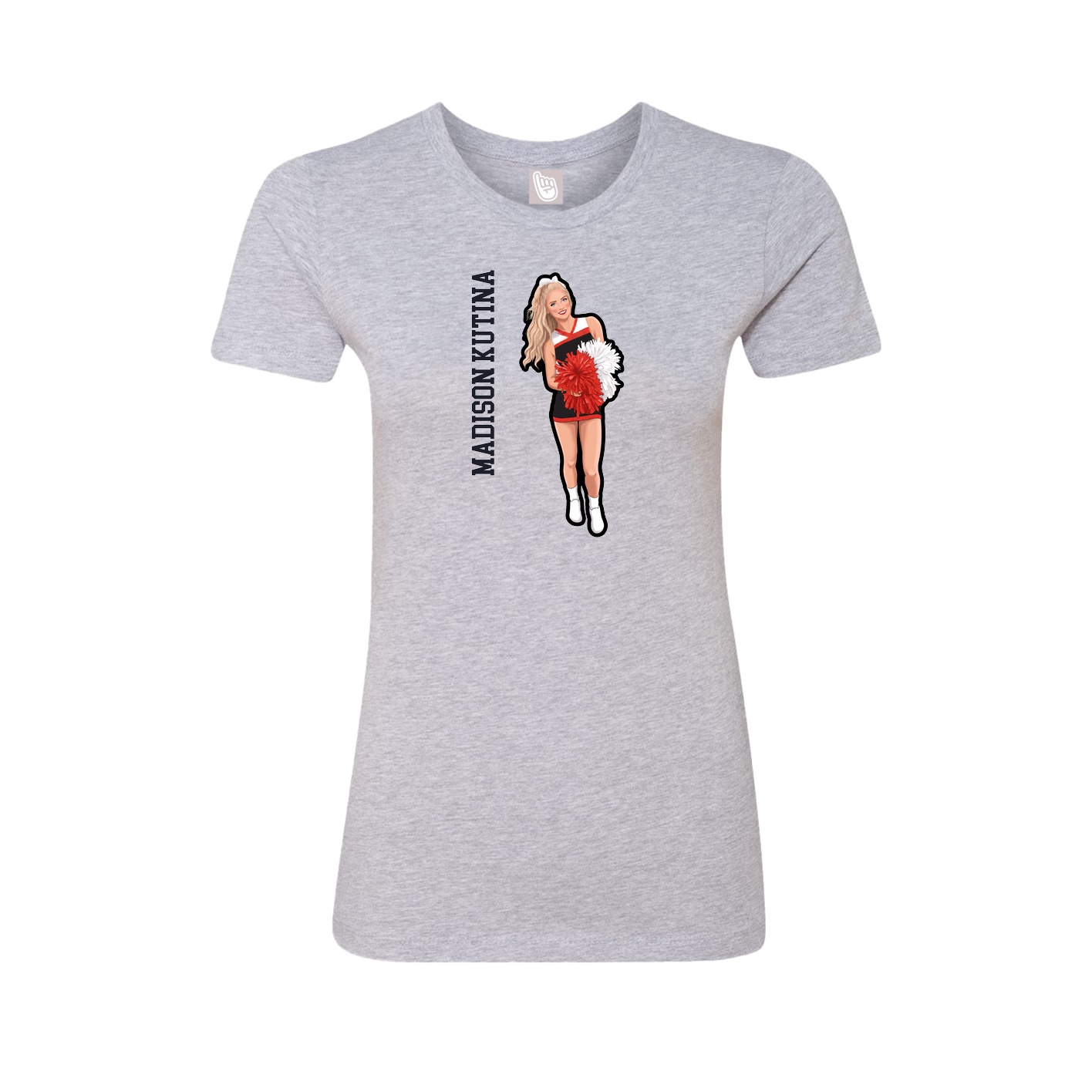 Fitted Women's Tee — Name Vertical in Grey