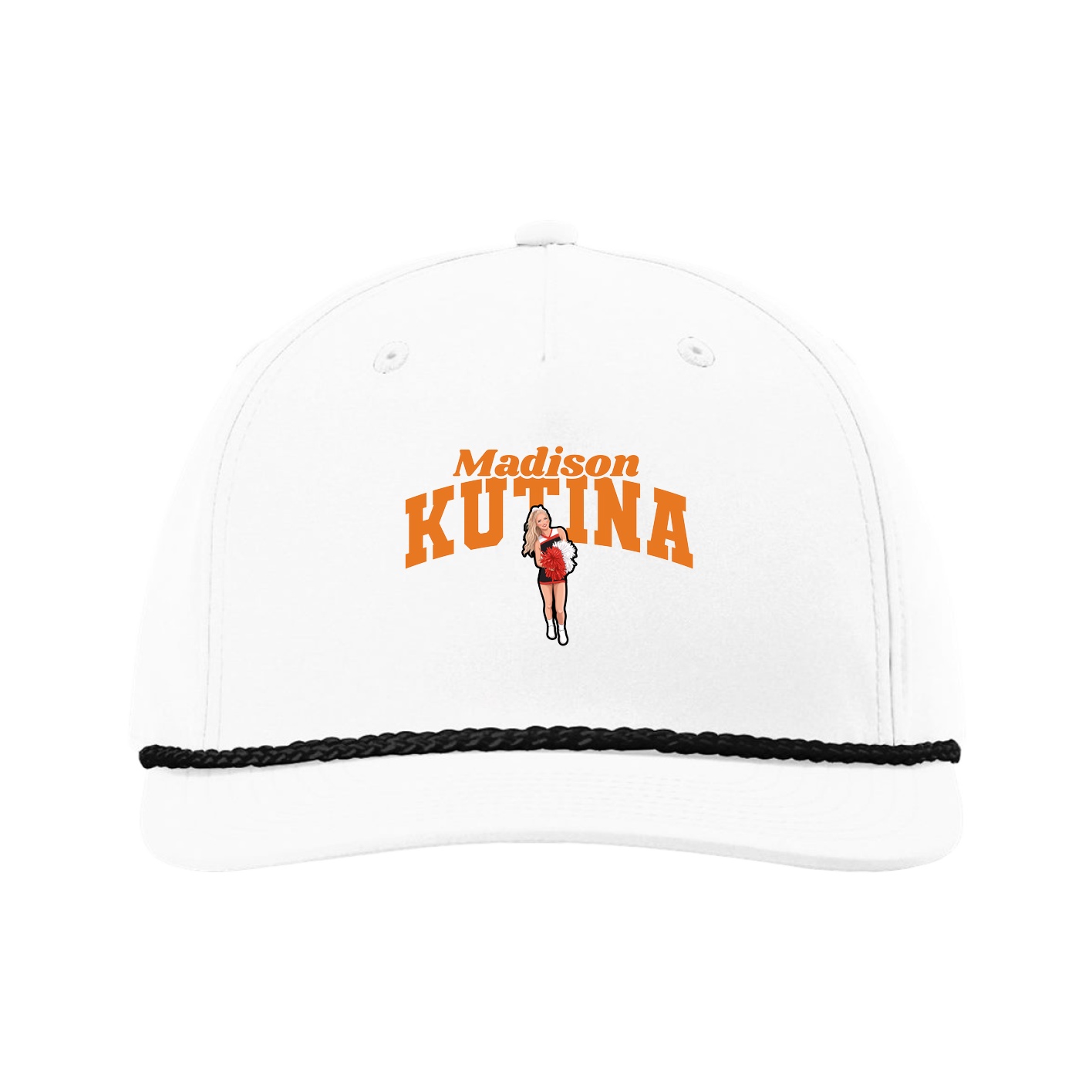 Five-Panel Classic Rope Cap — Signature Arch in White