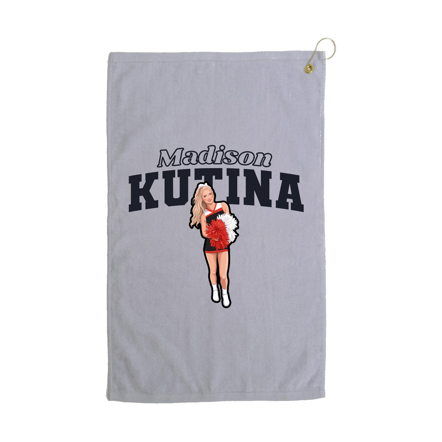 Golf Towel — Name Arch in Grey