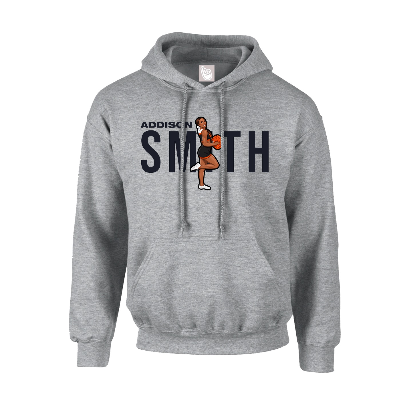 Hoodie — Player Name in Grey