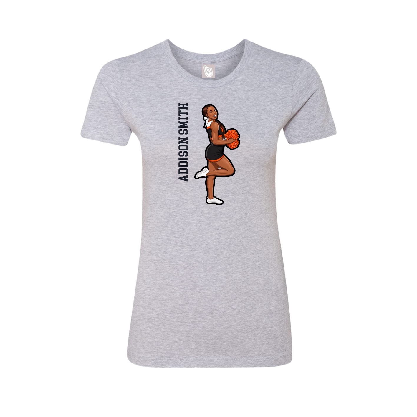 Fitted Women's Tee — Name Vertical in Grey