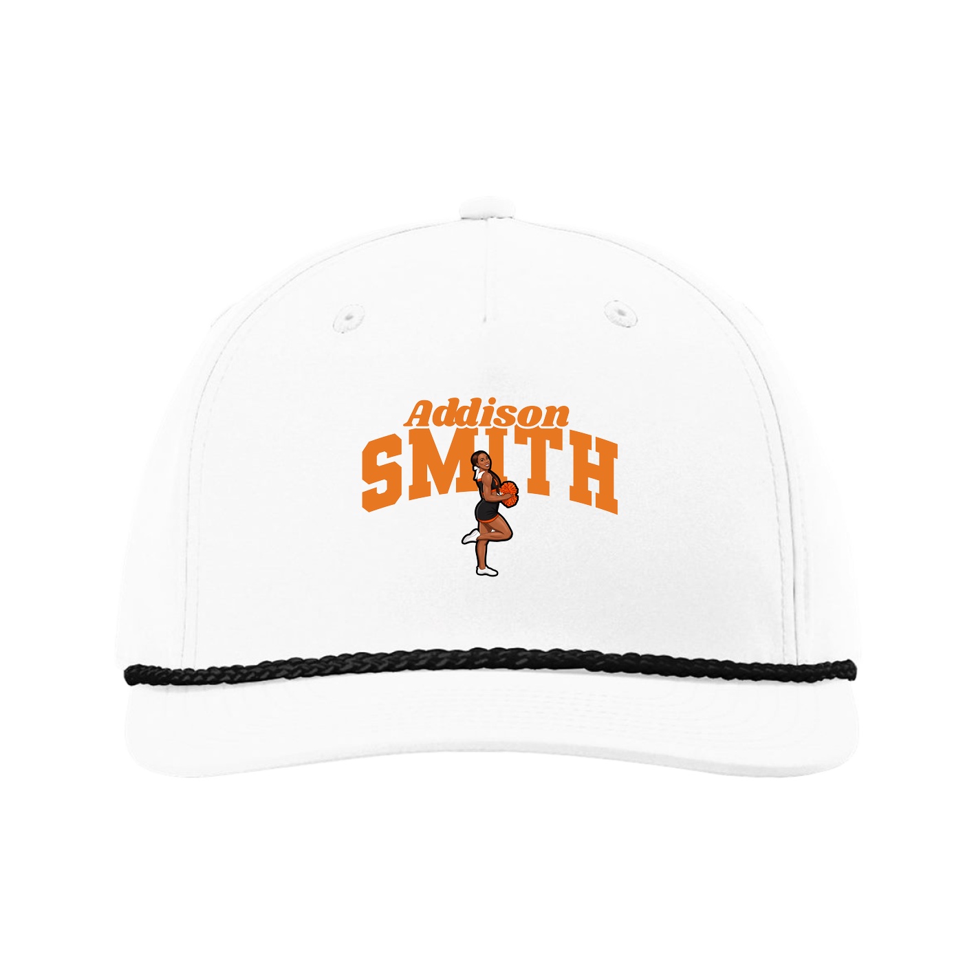 Five-Panel Classic Rope Cap — Signature Arch in White